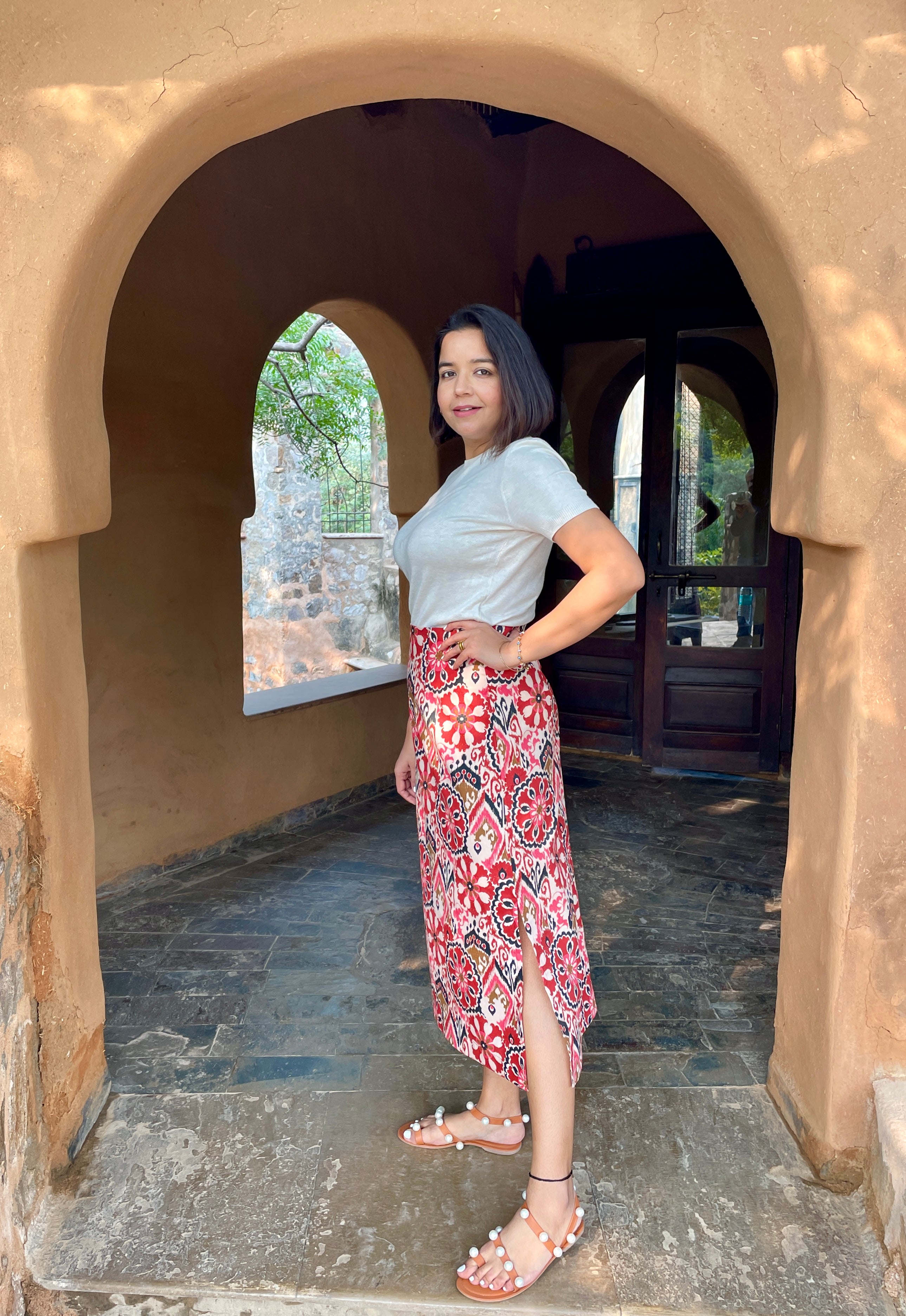 Ikat Printed A-Line Midi Skirt image 2