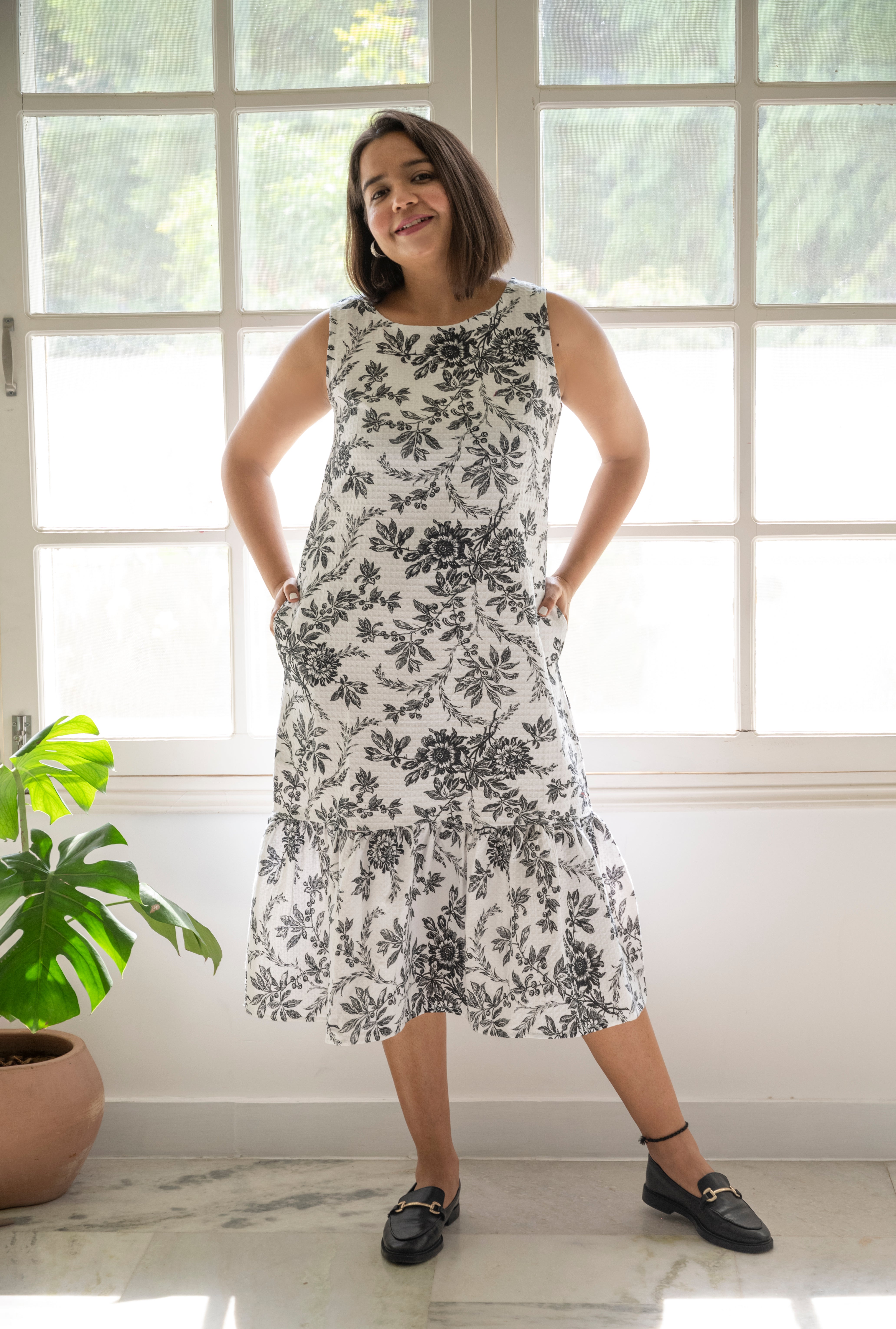 Black Flower Midi Dress image 1