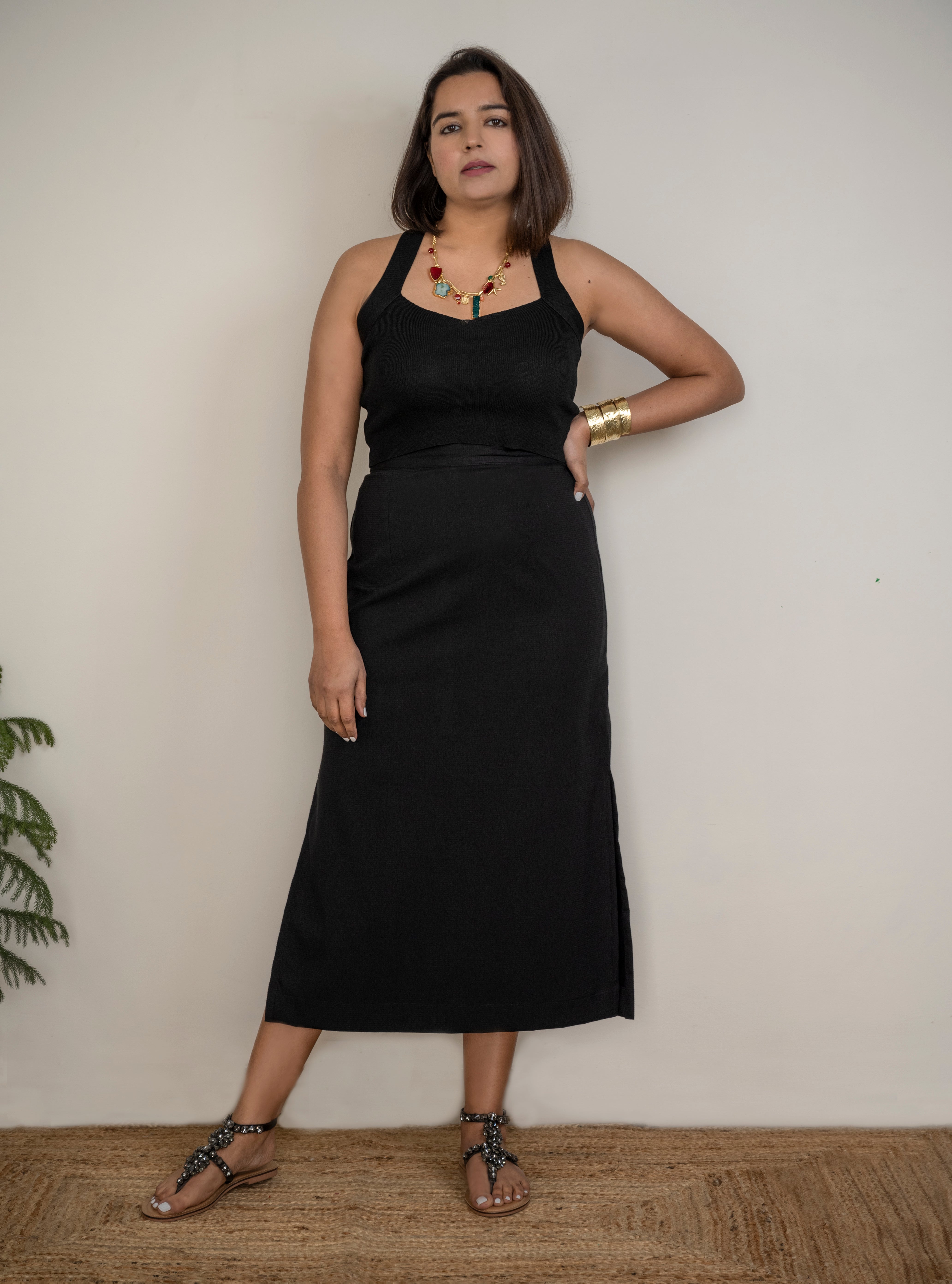 Solid Black side slit skirt image 0