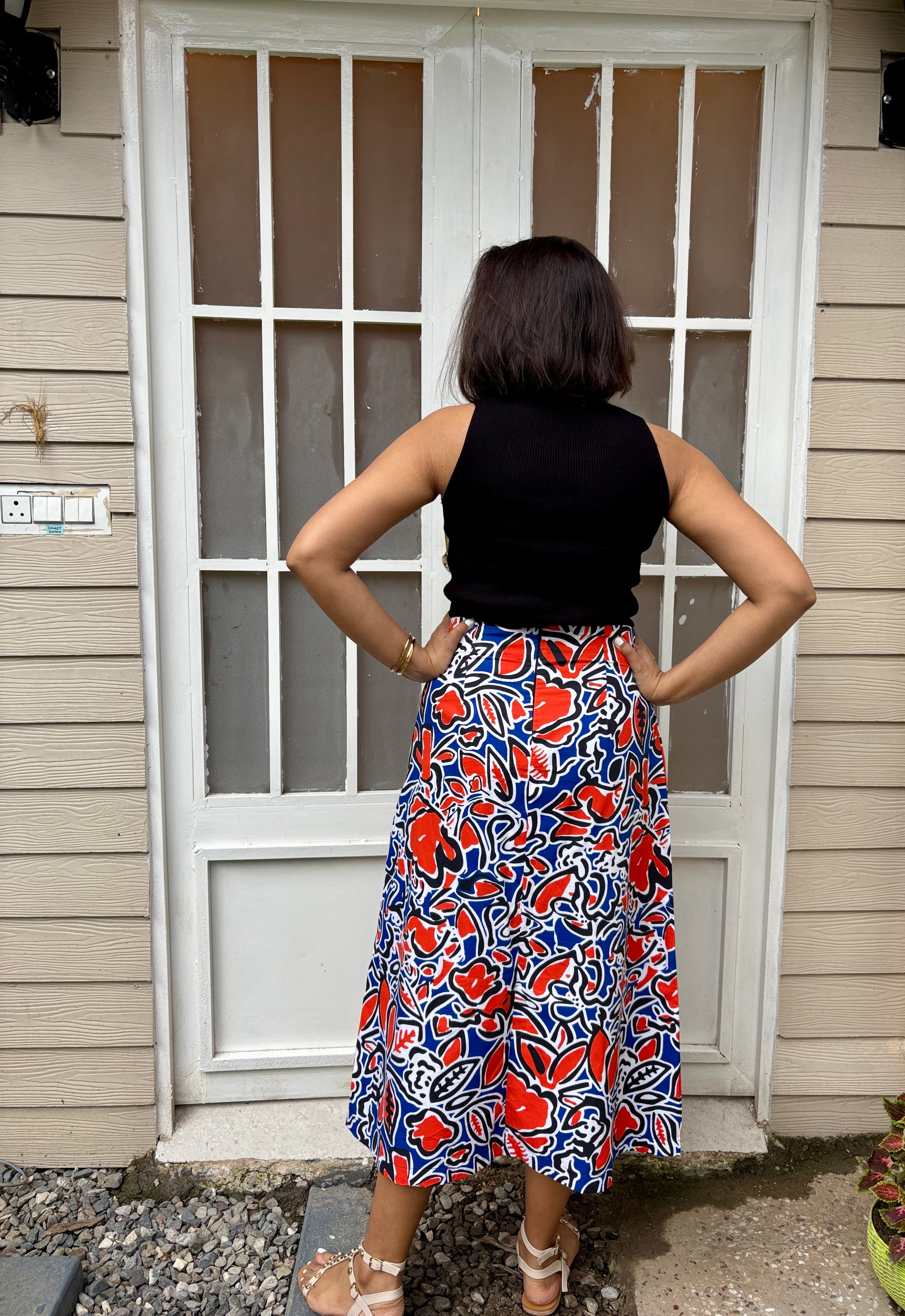 Floral Cotton A line Midi Skirt image 1