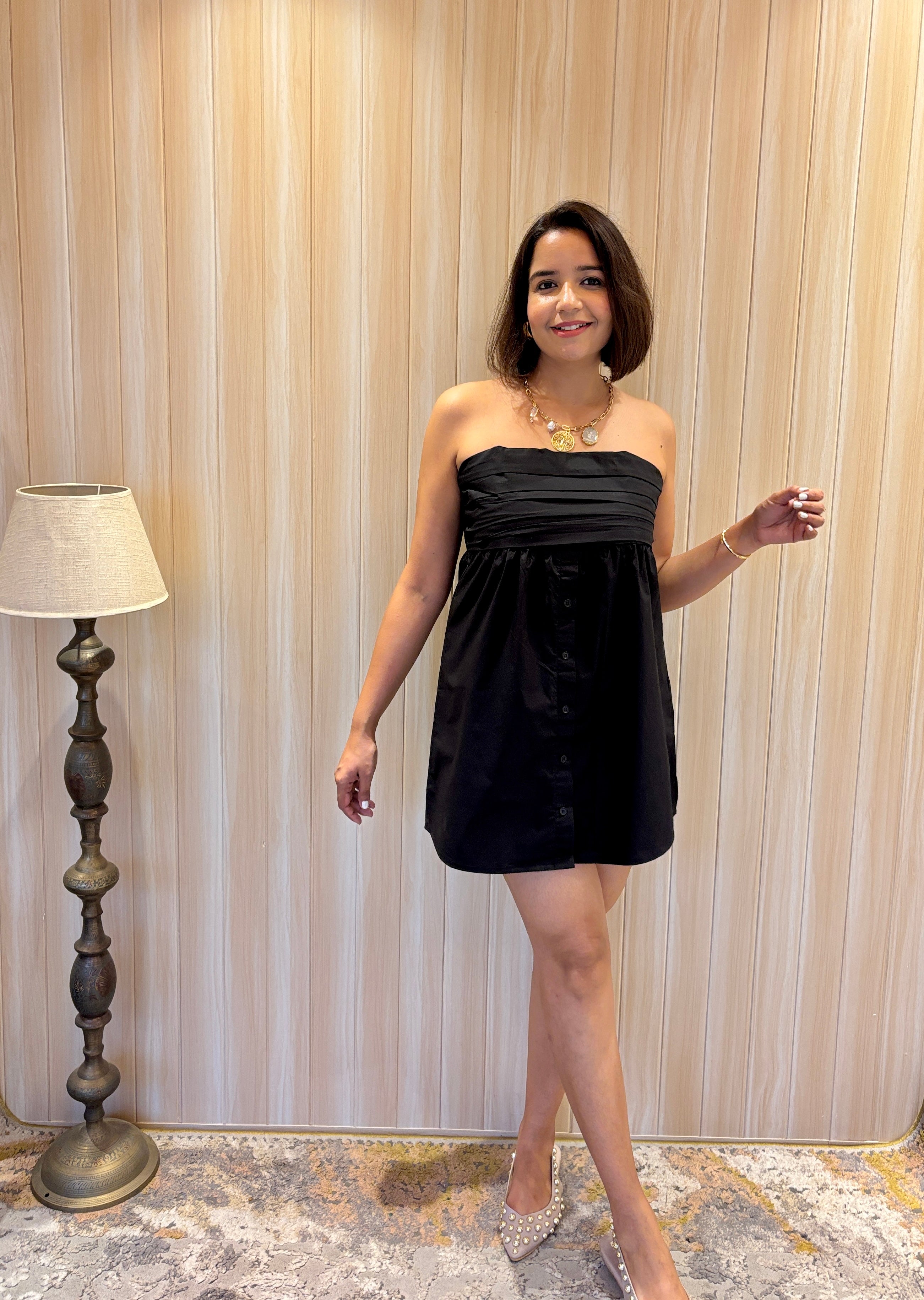 Midnight Muse Cotton Tube Shirt Smocked Dress image 0