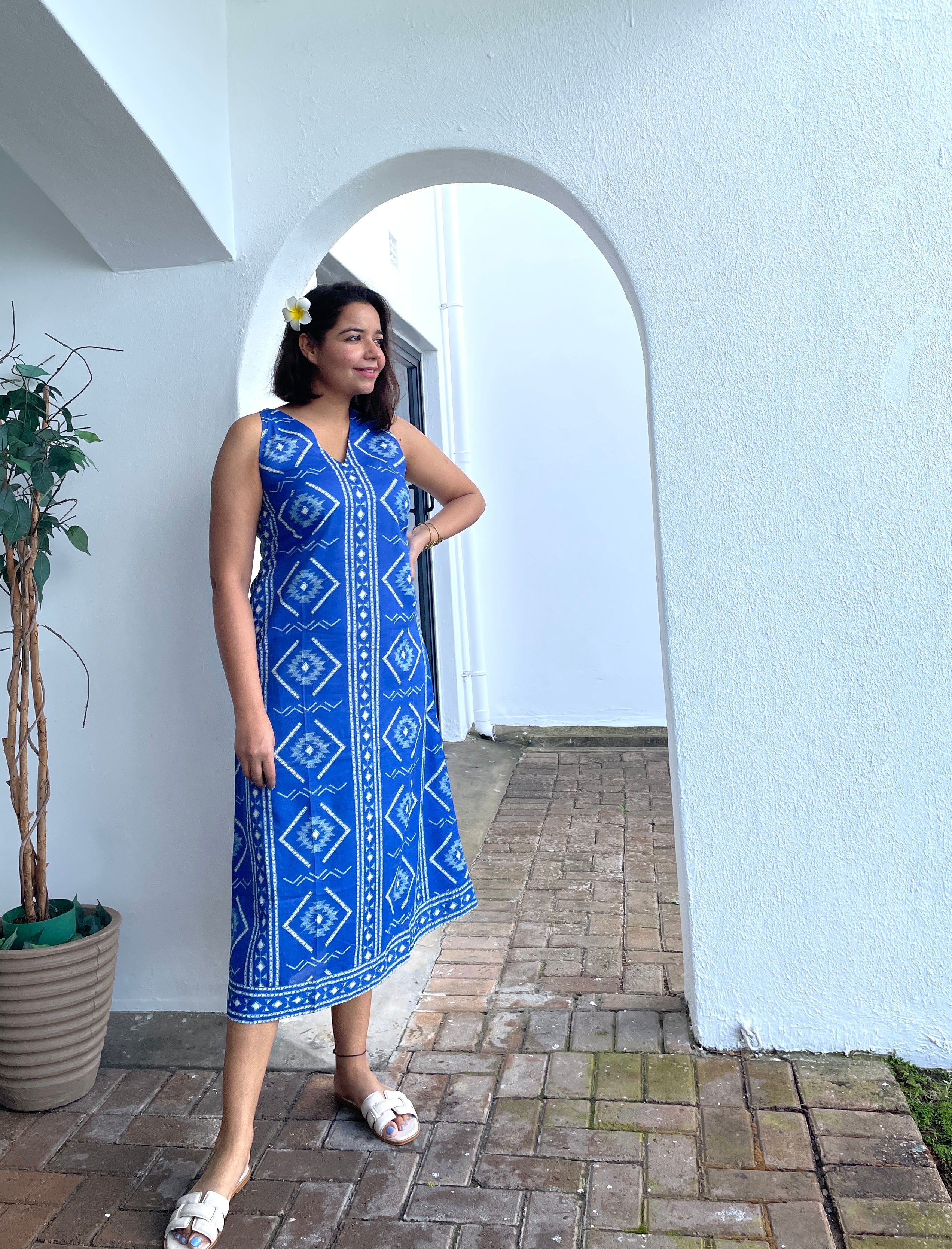 Blue Halter Midi Dress image 0