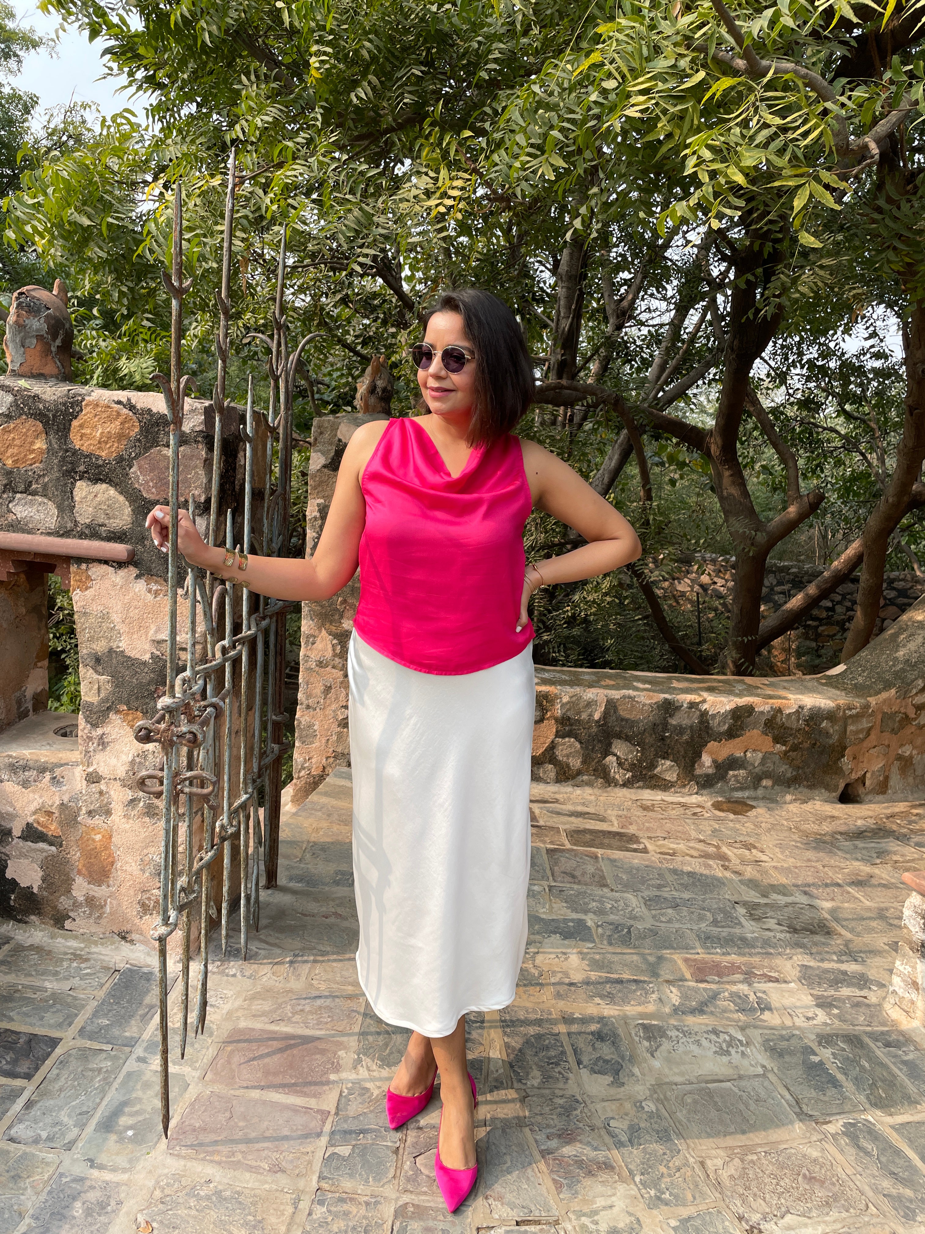 Magenta Cowl Neck Top image 2