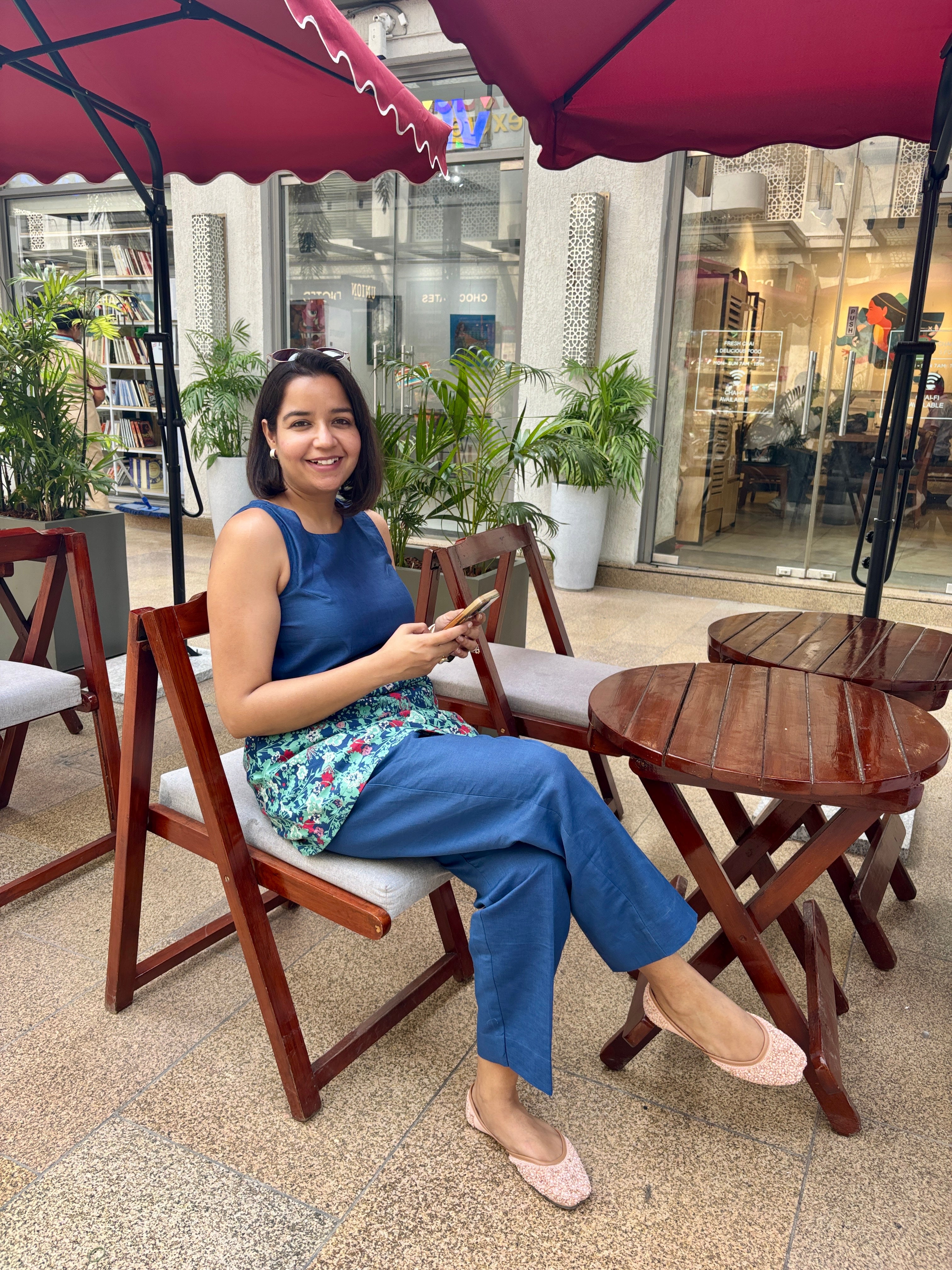 Dusky Blue Linen Printed Coord Set image 3