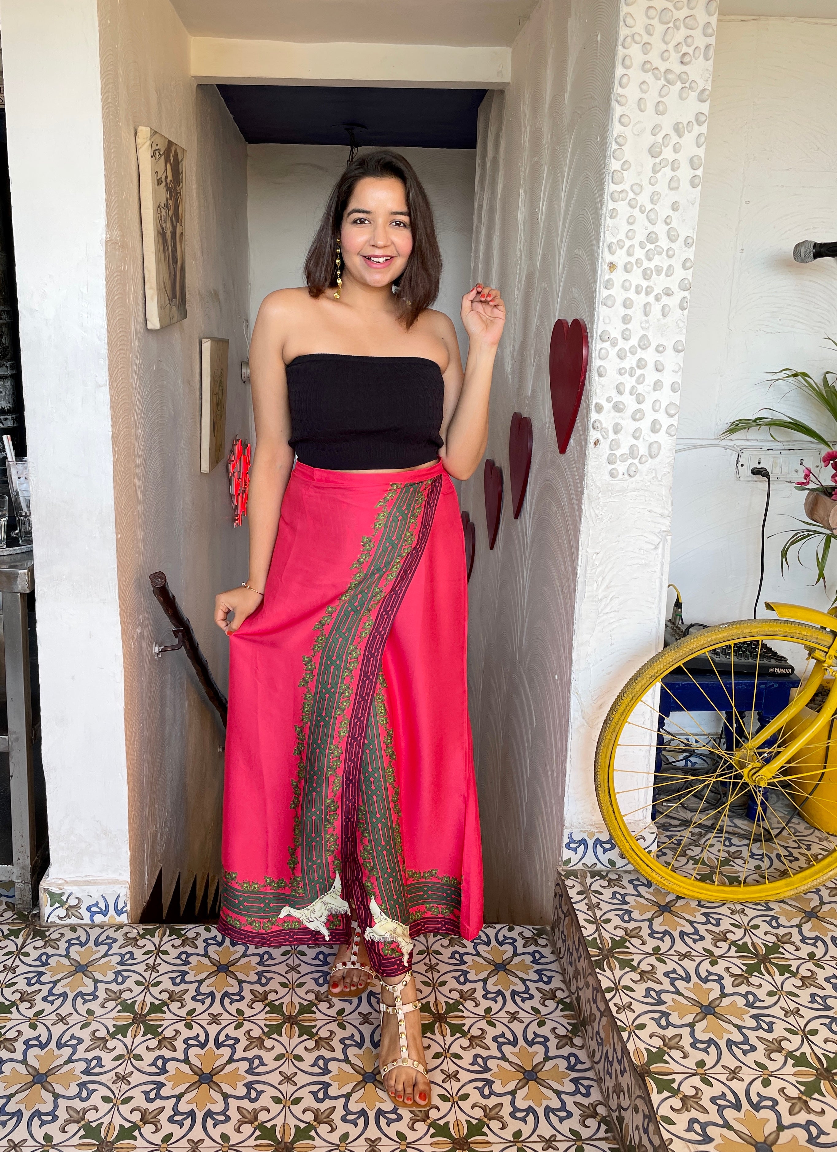 Coral Red Long Skirt image 1