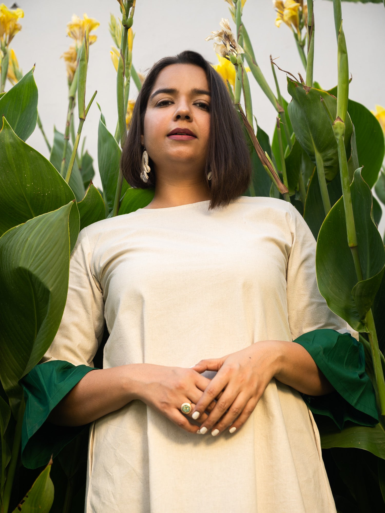 Beige Zigzag Midi Dress image 3