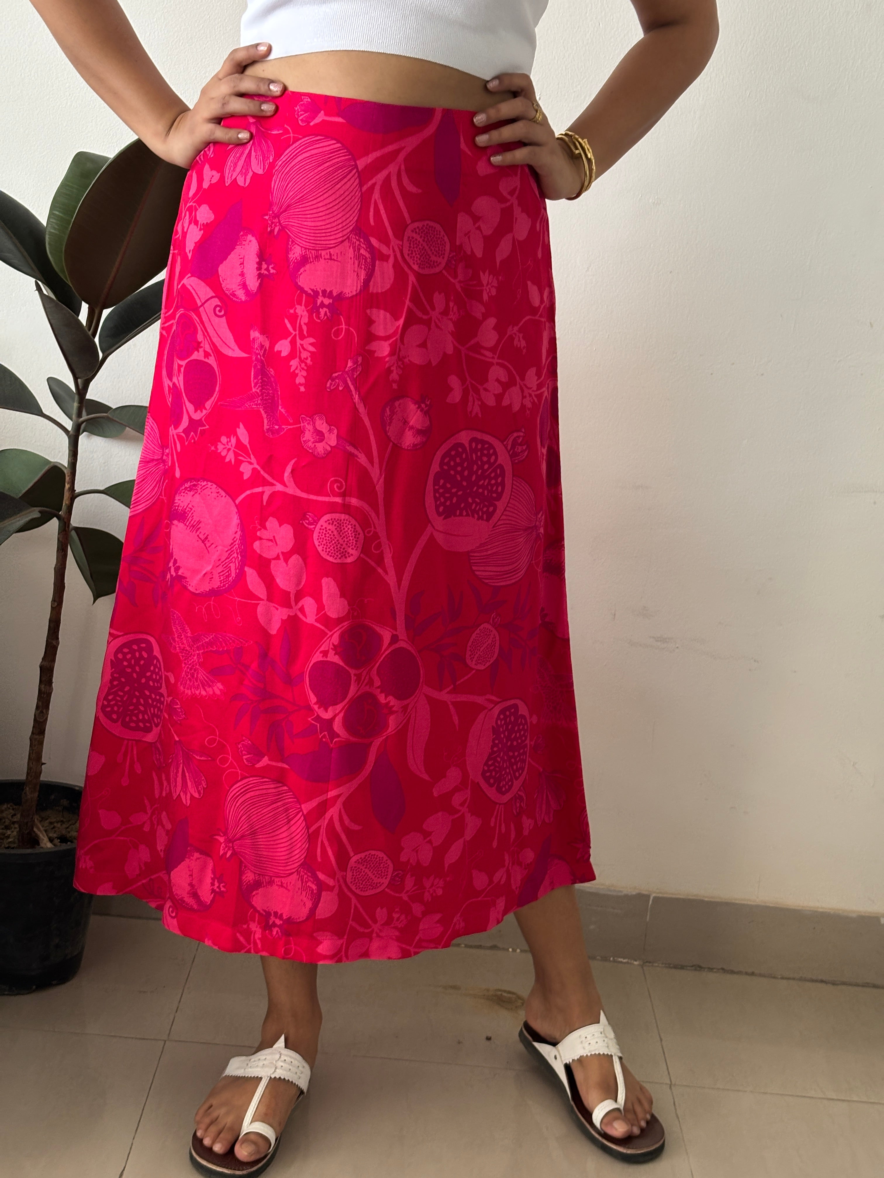 Pomegranate A- Line Midi Skirt image 2