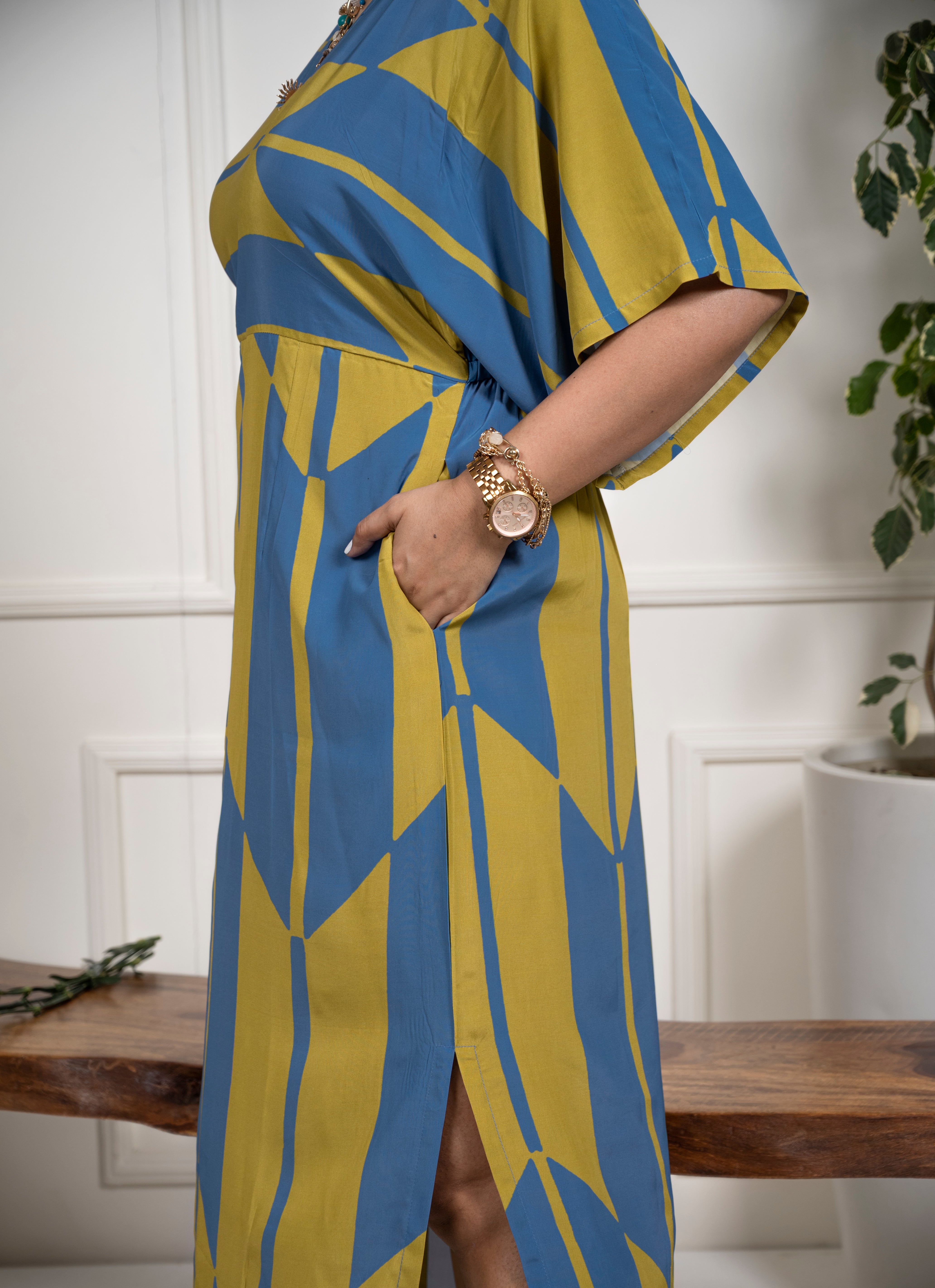 Olive Blue Kaftan Dress- XS, S image 4