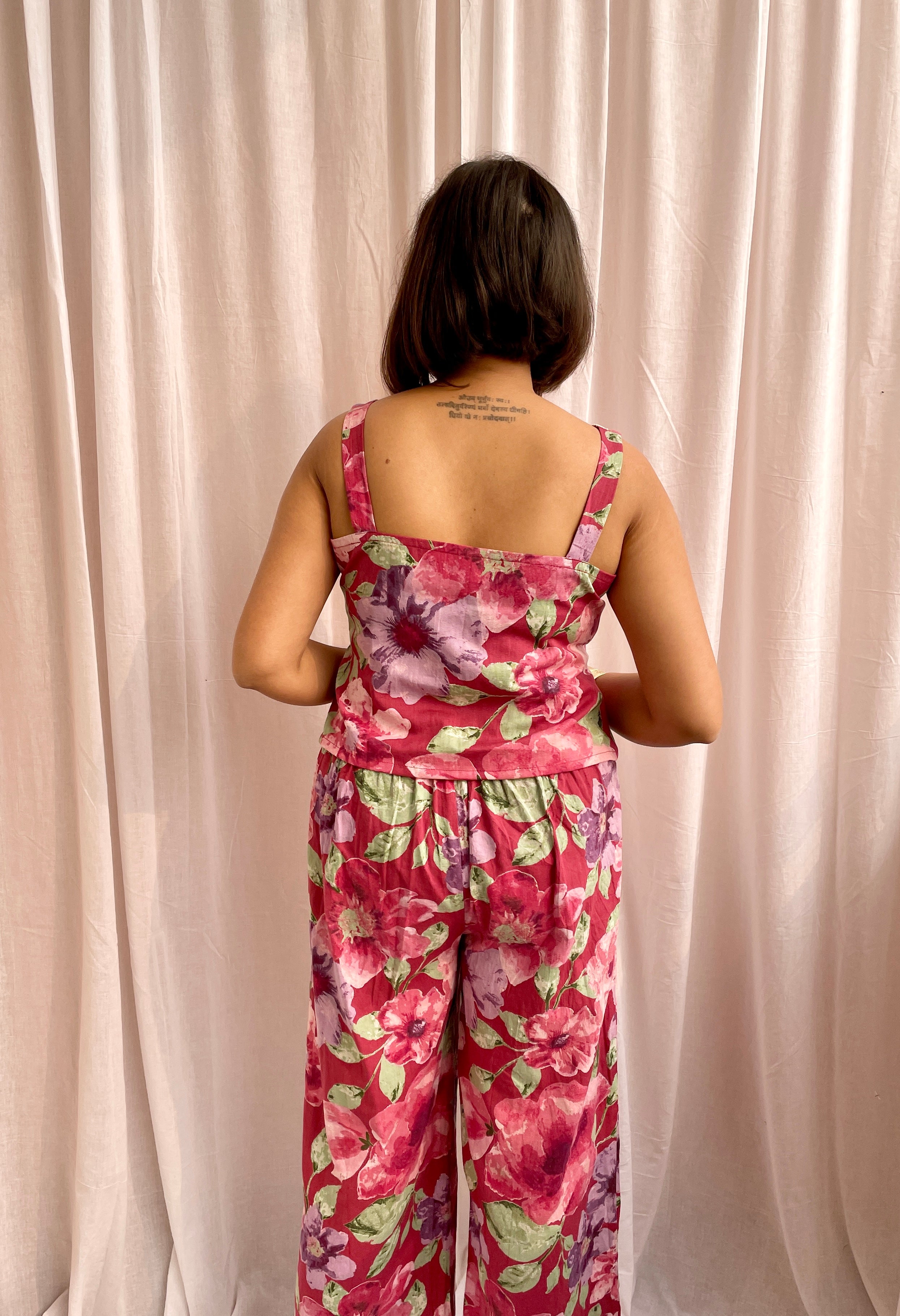 Maroon Flower Print LaceCo-ord Set image 5