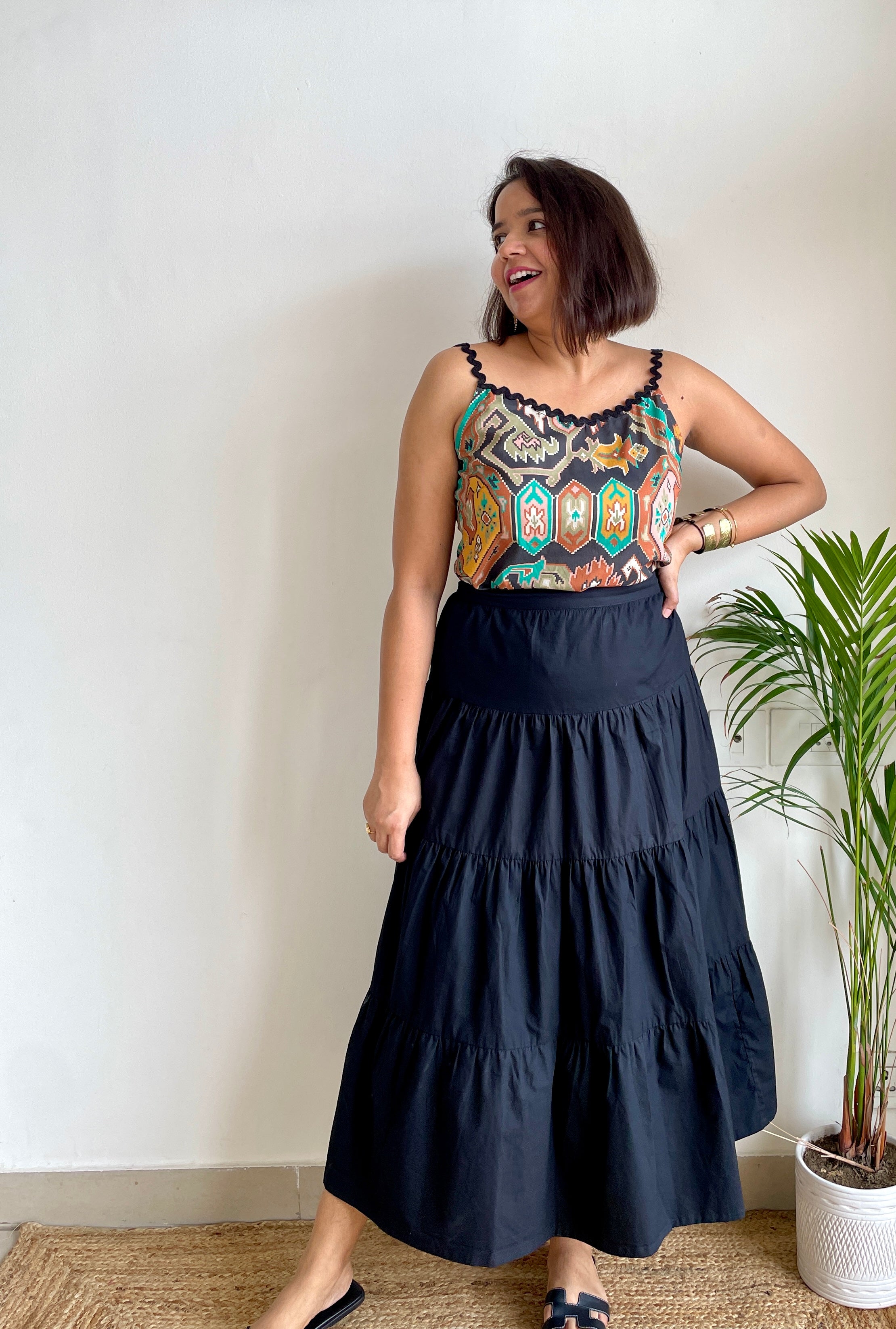 Black Ruffled Long Skirt image 4