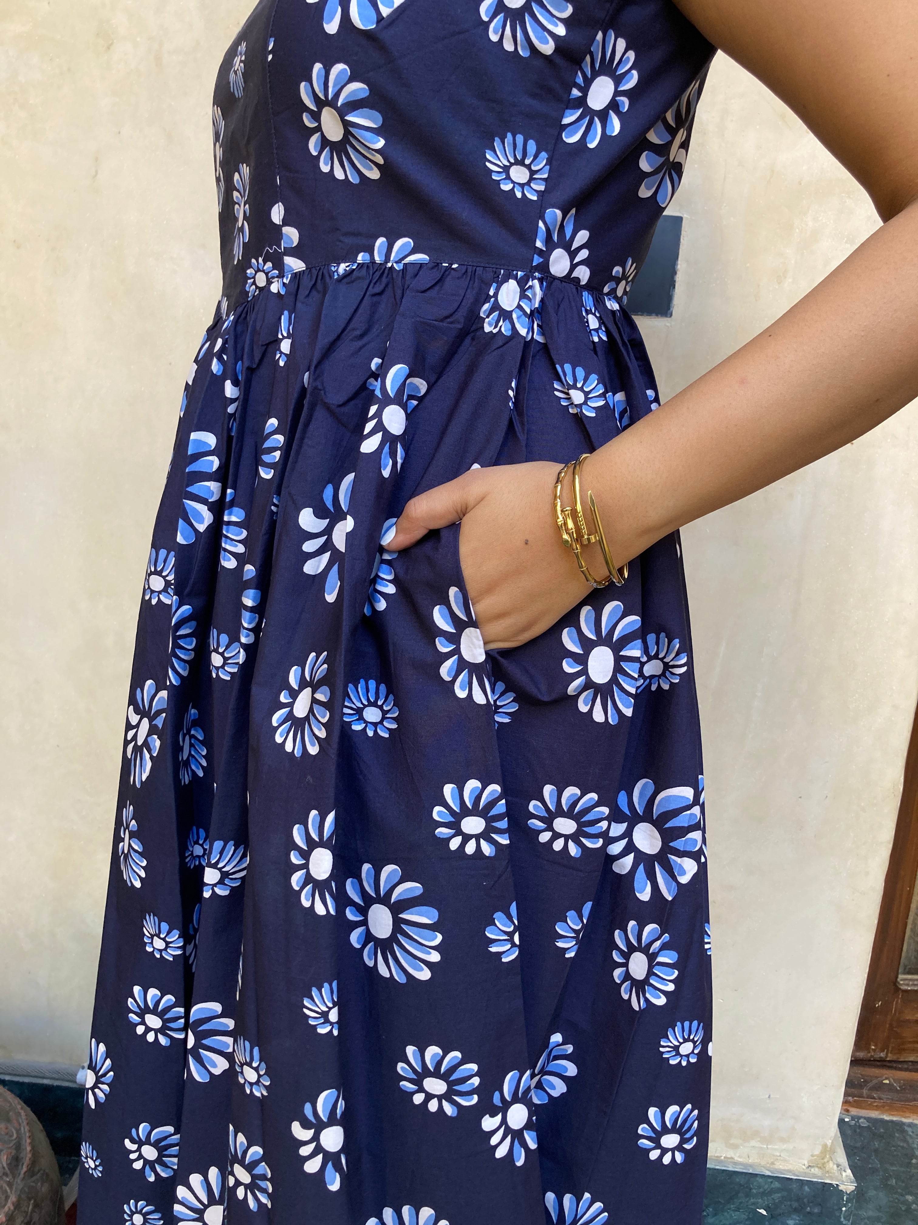 Navy Blue Floral Maxi Dress image 1