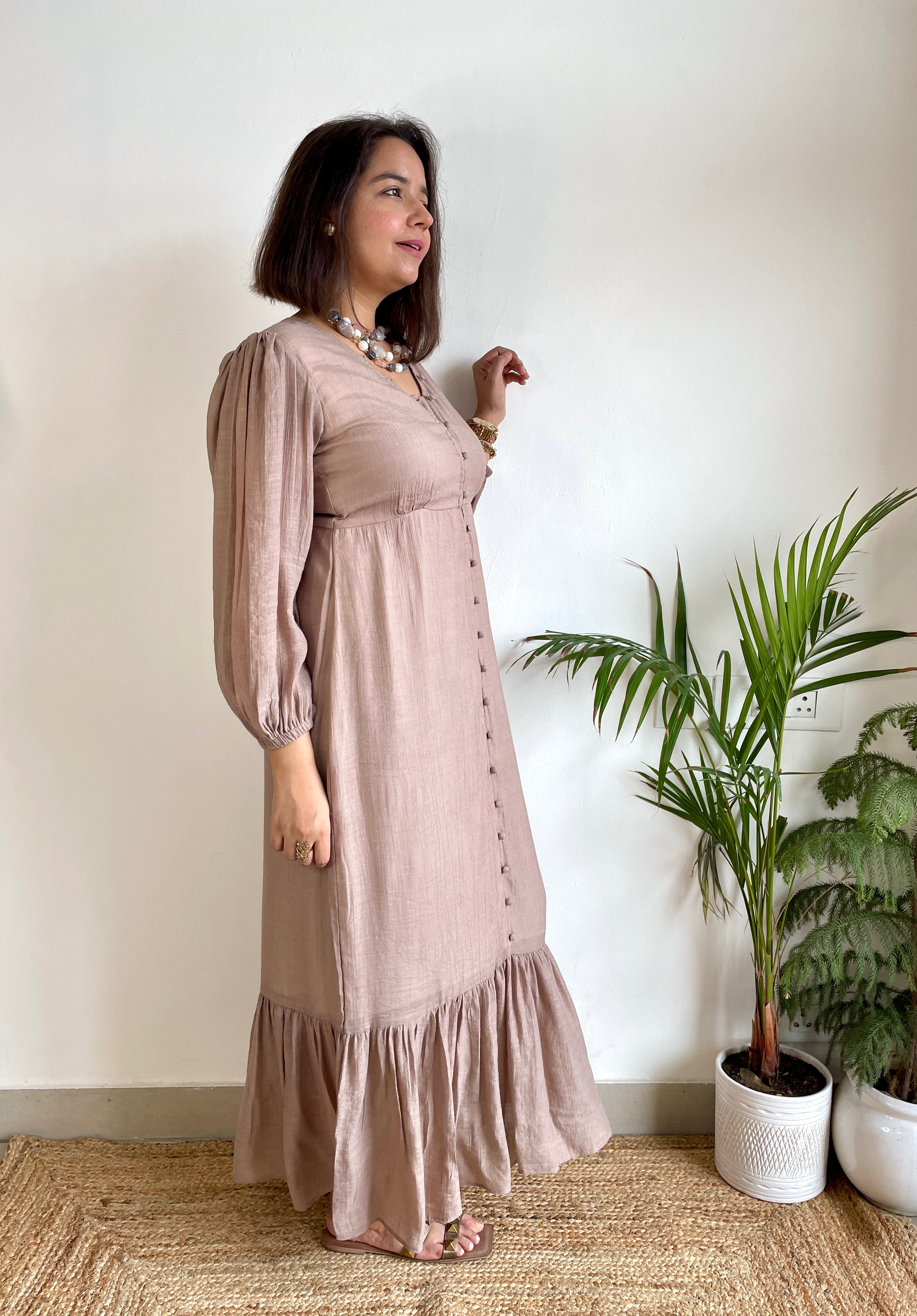 Solid Brown Maxi Dress image 5