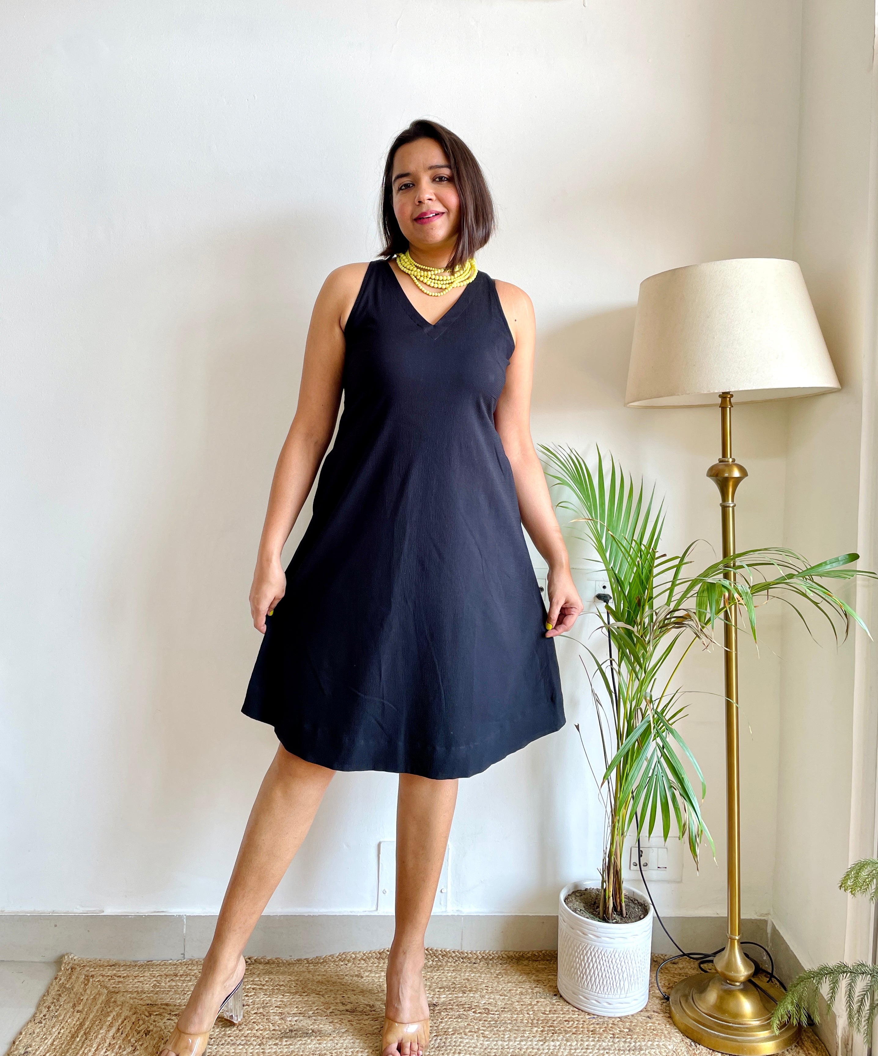 Solid Black Short Dress image 0