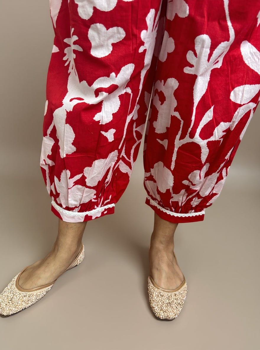 Red Floral Pure Cotton Co-ord Set