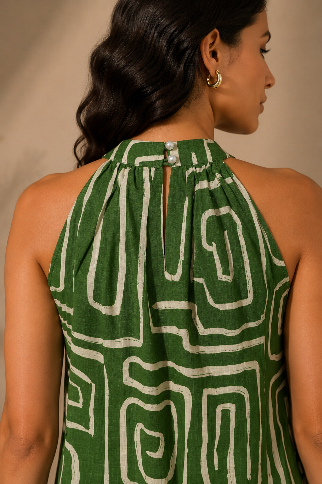 Olive Maze Halter Dress