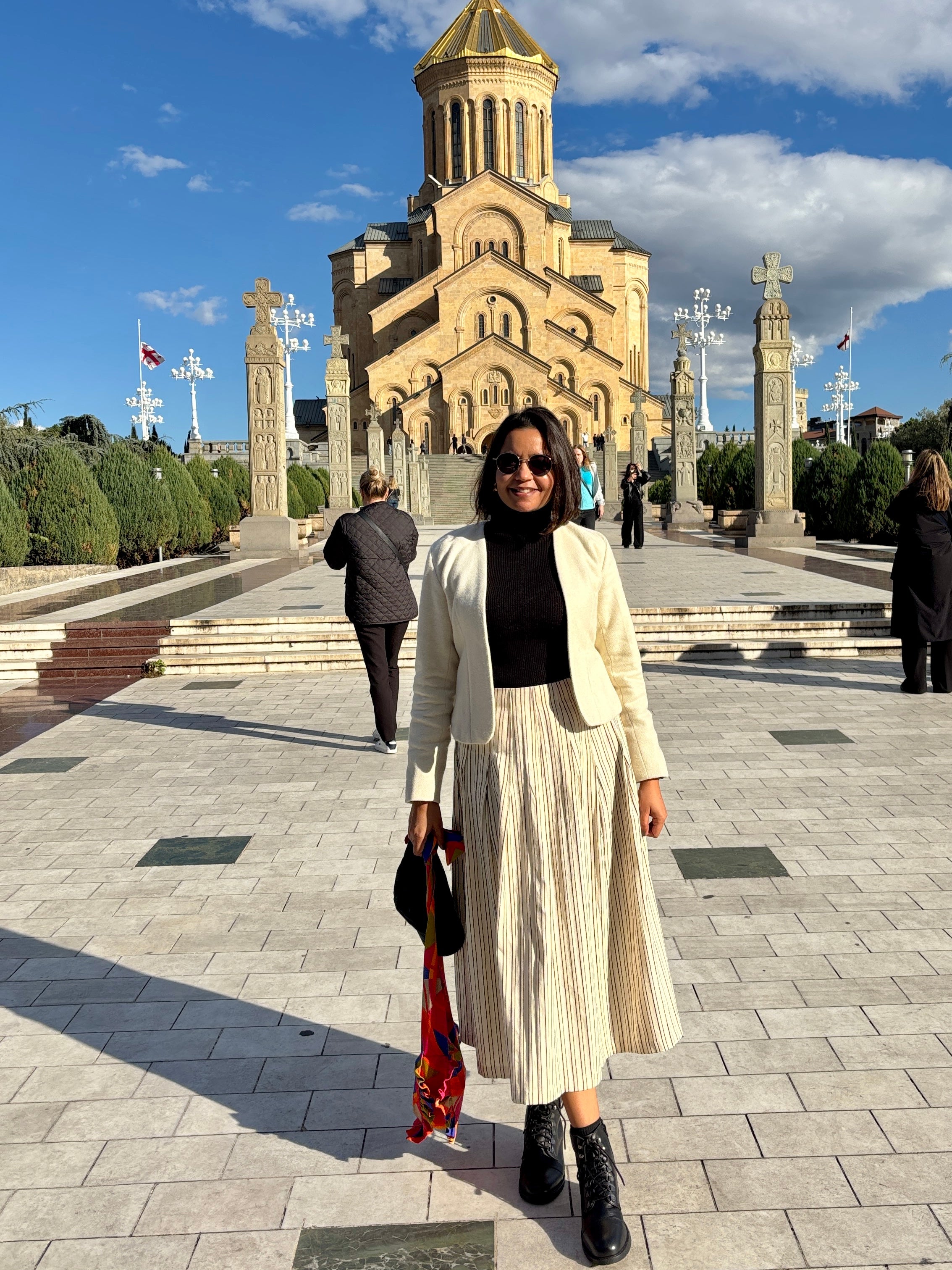 Ivory Jacket & Striped Skirt Coord Set