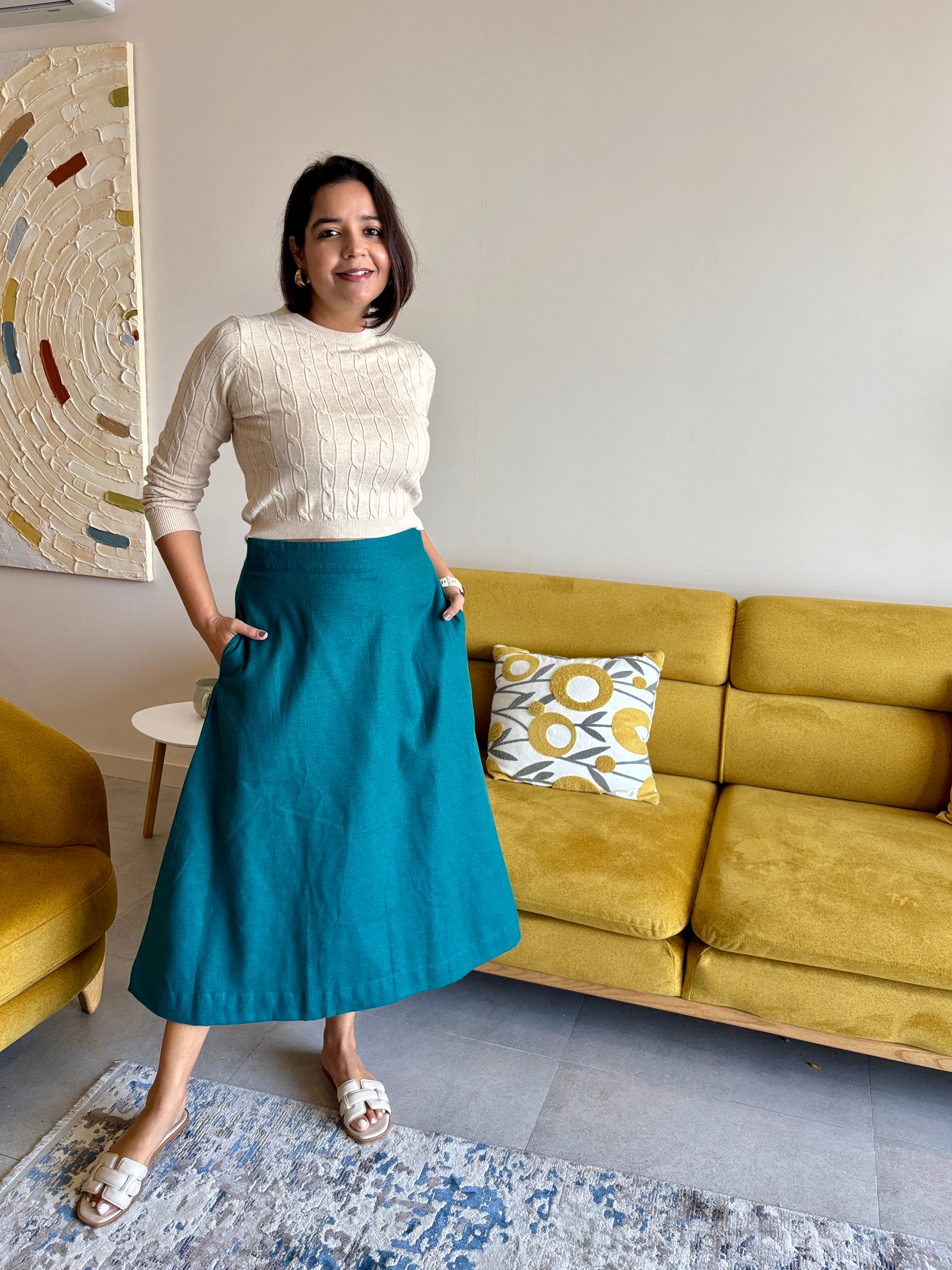 Emerald A-Line Midi Skirt