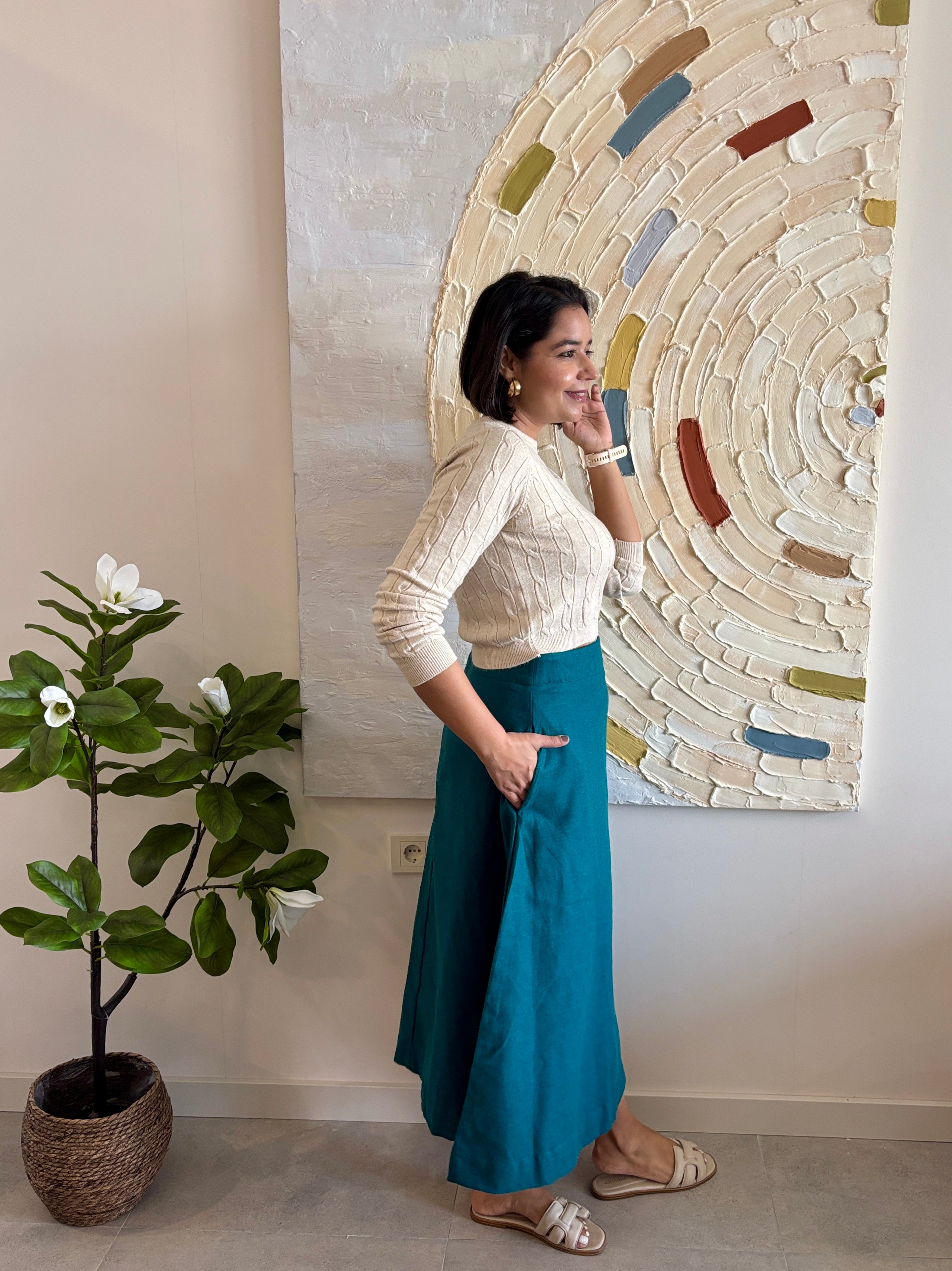 Emerald A-Line Midi Skirt