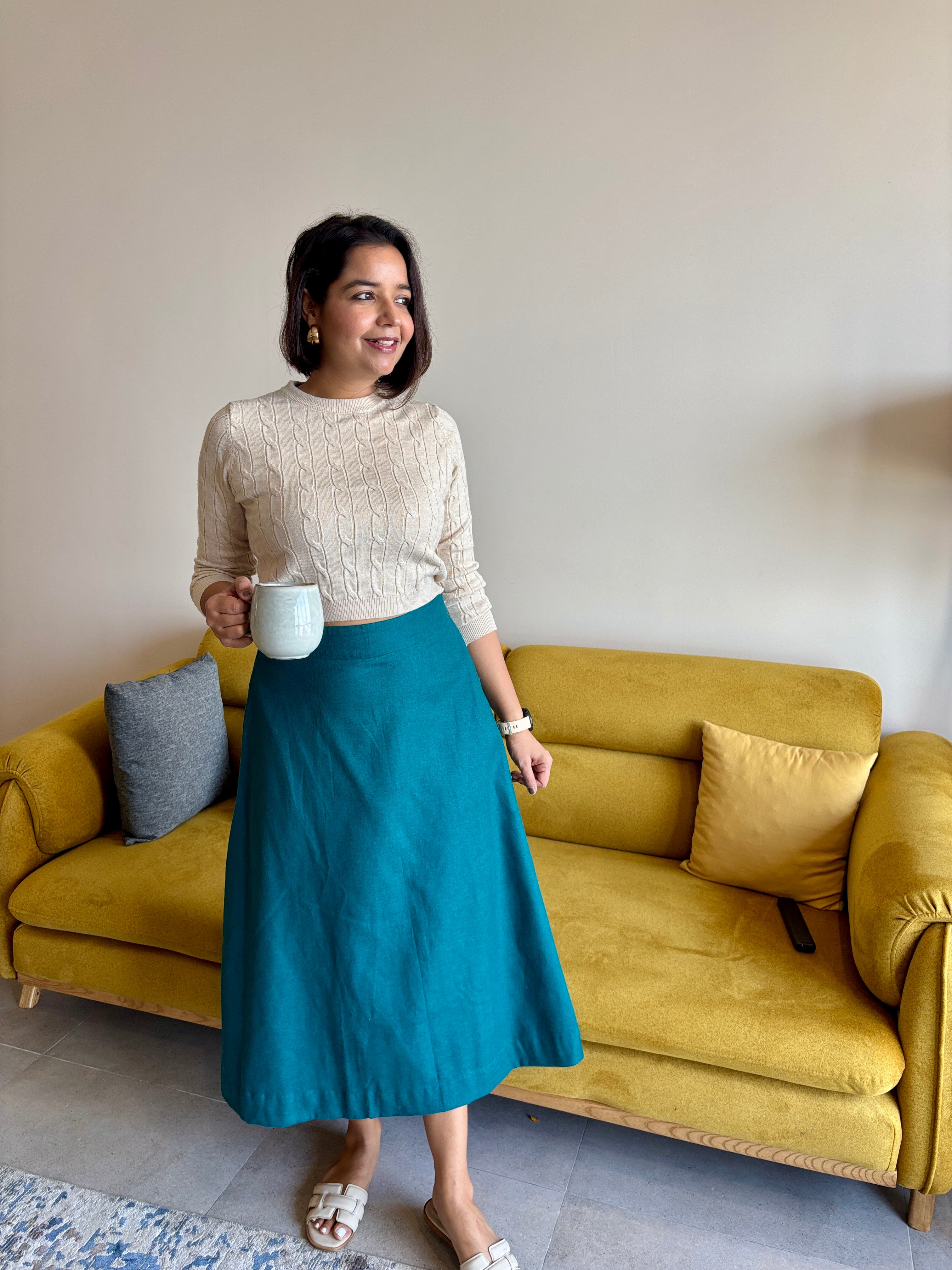 Emerald A-Line Midi Skirt