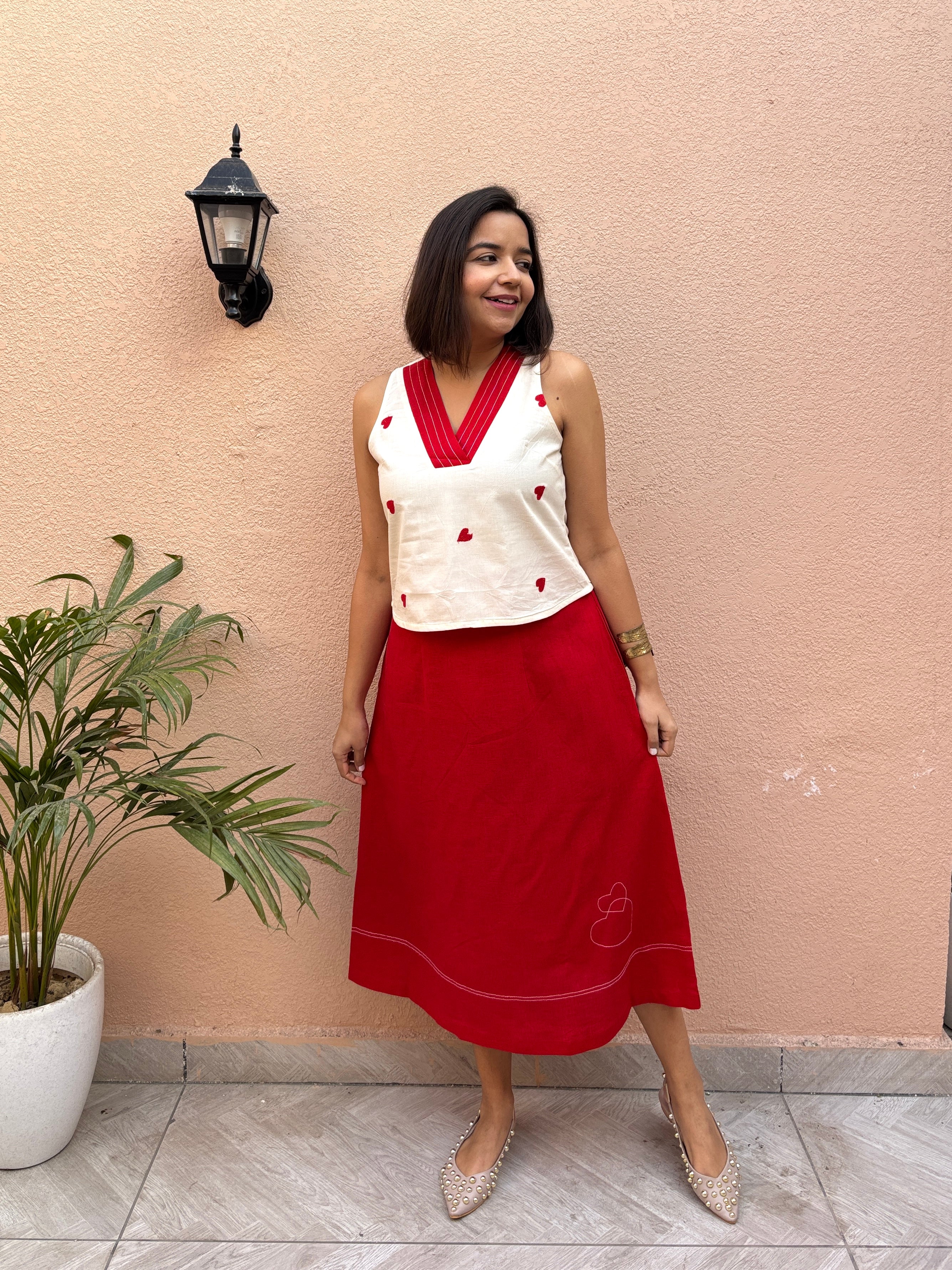 Love Heart Cotton Crop Top