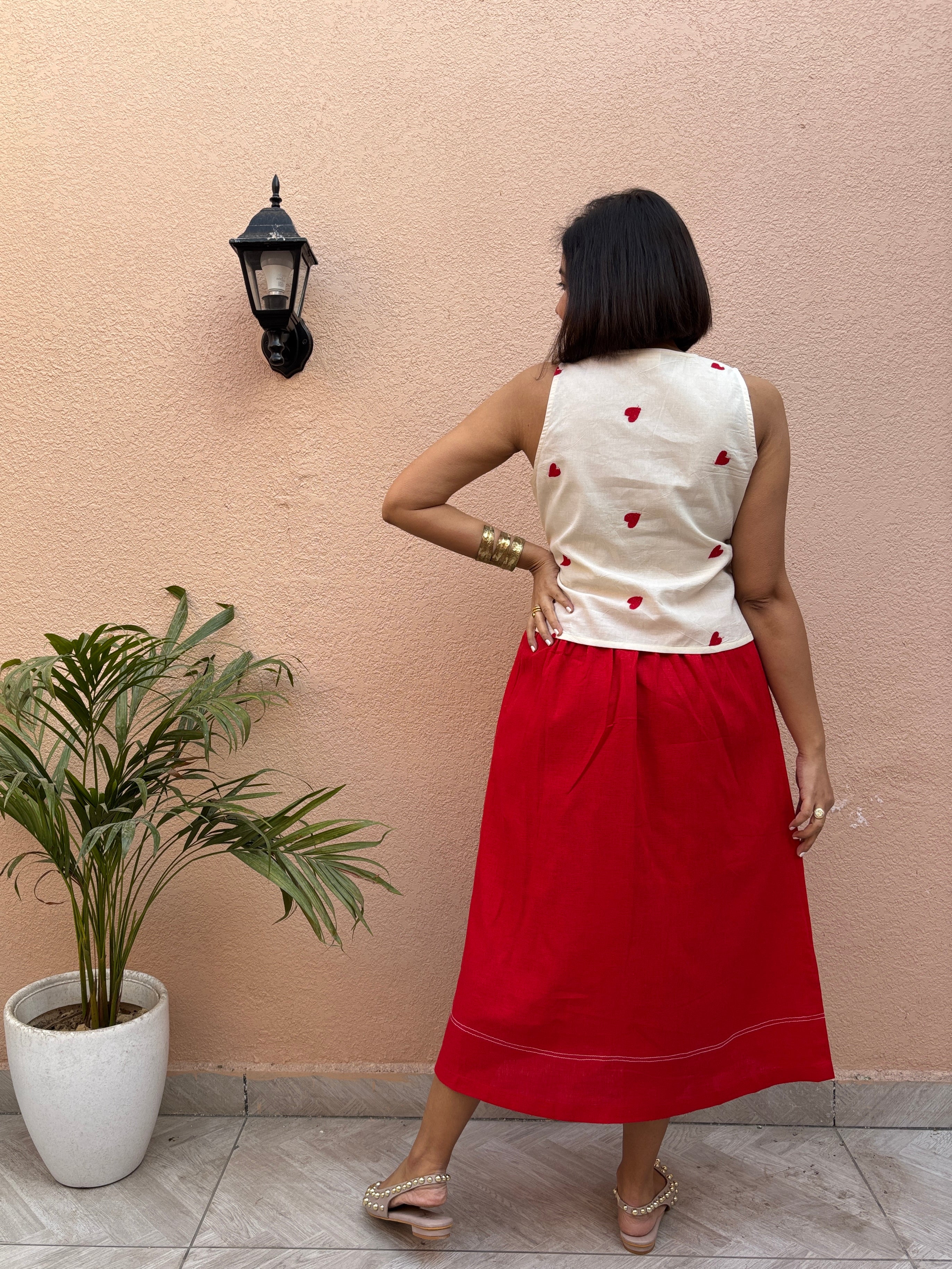 Love Heart Cotton Crop Top