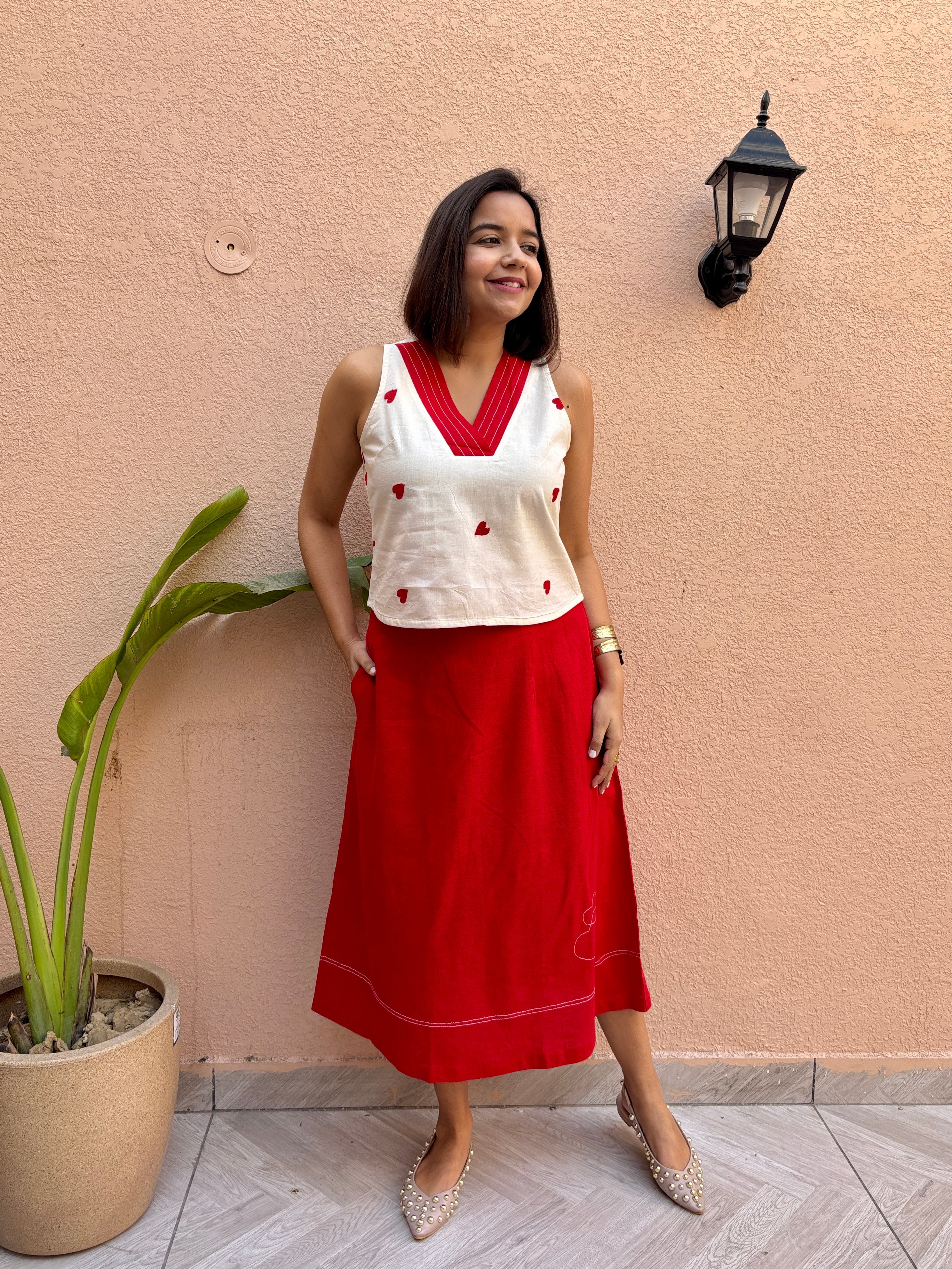 Love Heart Cotton Crop Top