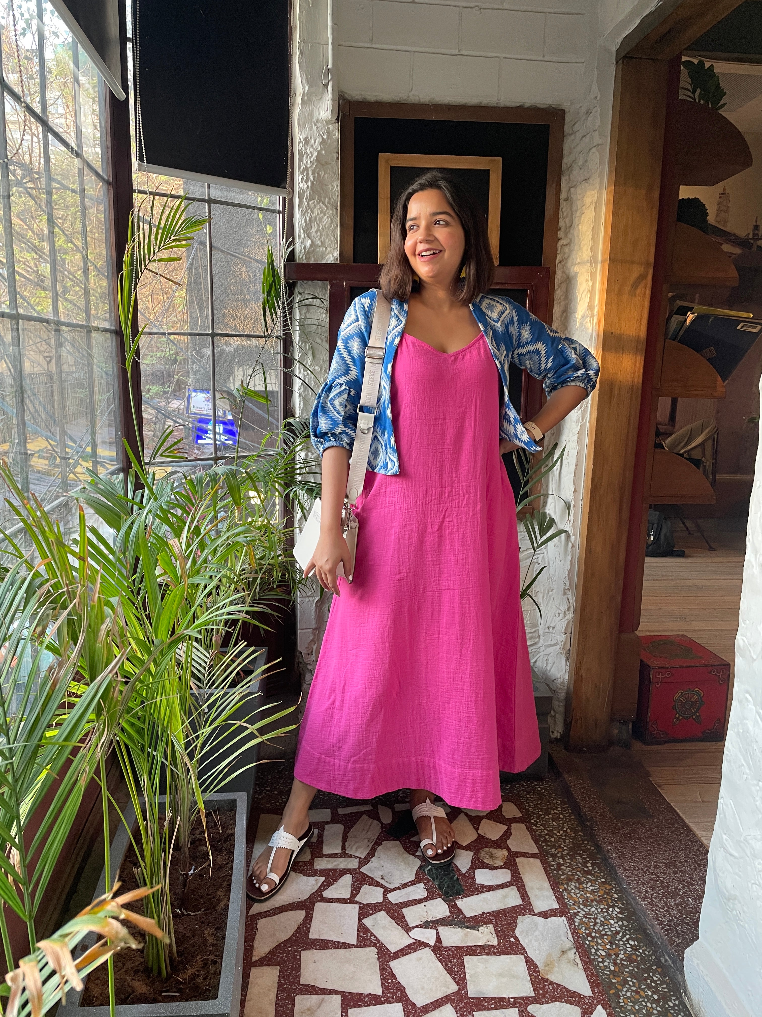 Pink Organic Cotton Strappy Maxi Dress