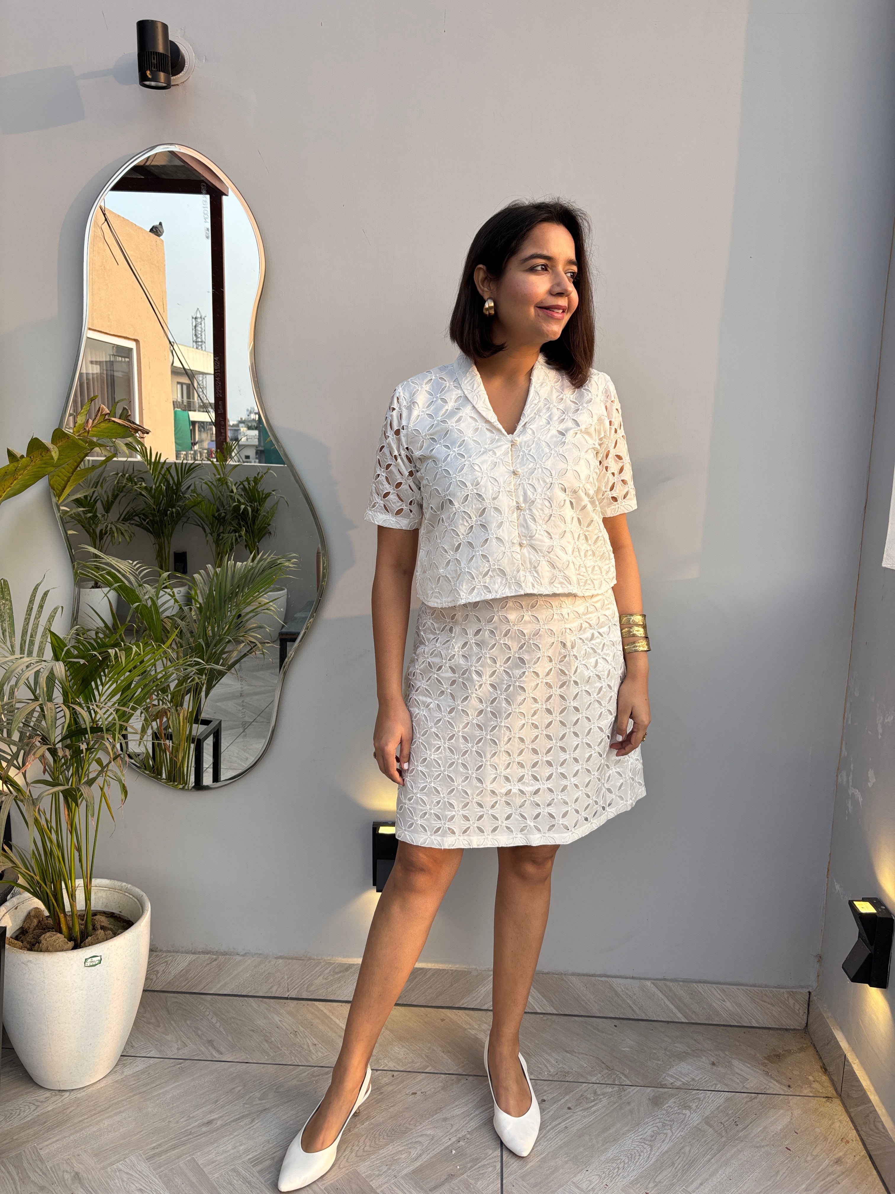 Ivory Schiffli Co-ord Set