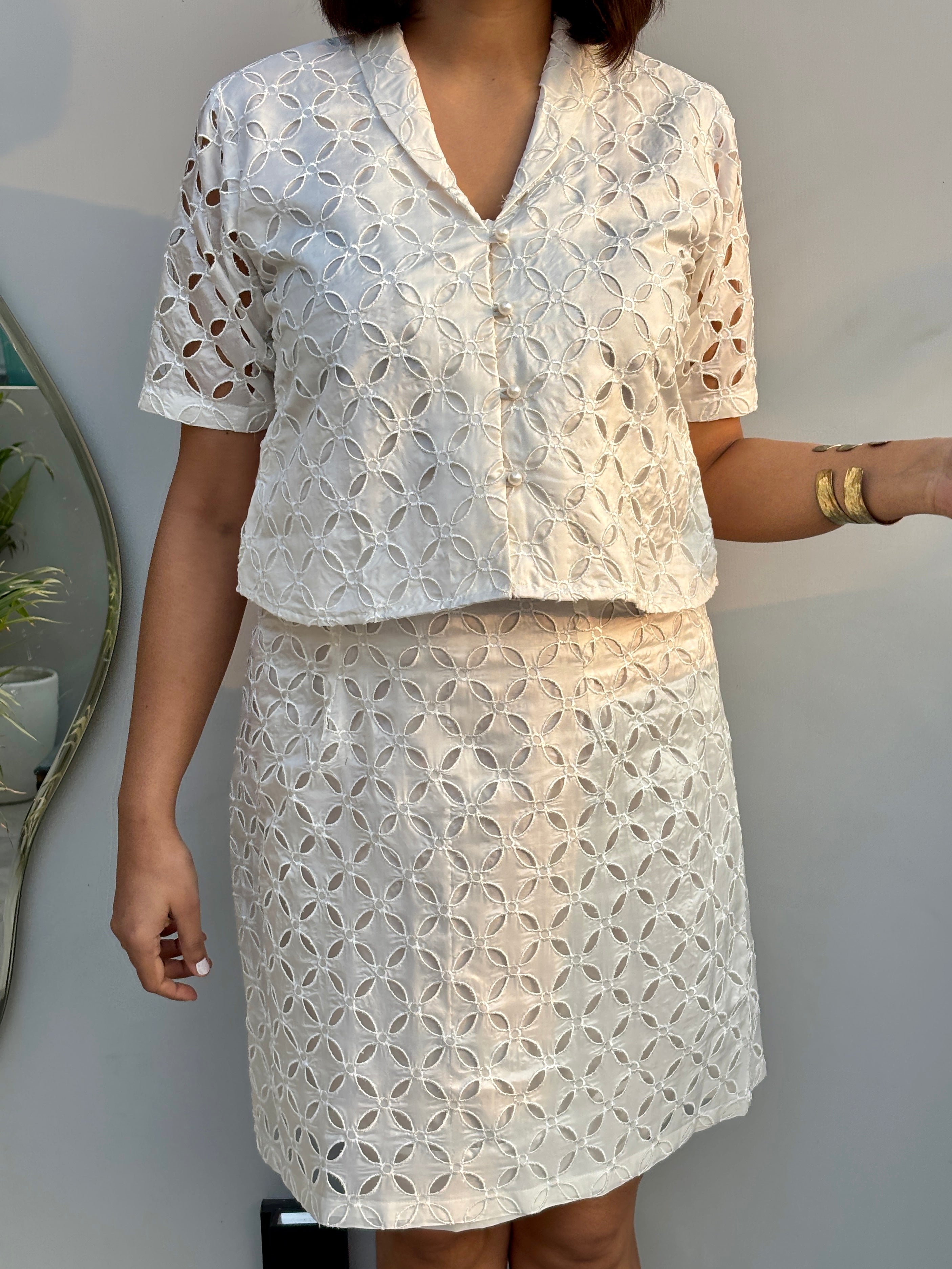 Ivory Schiffli Co-ord Set