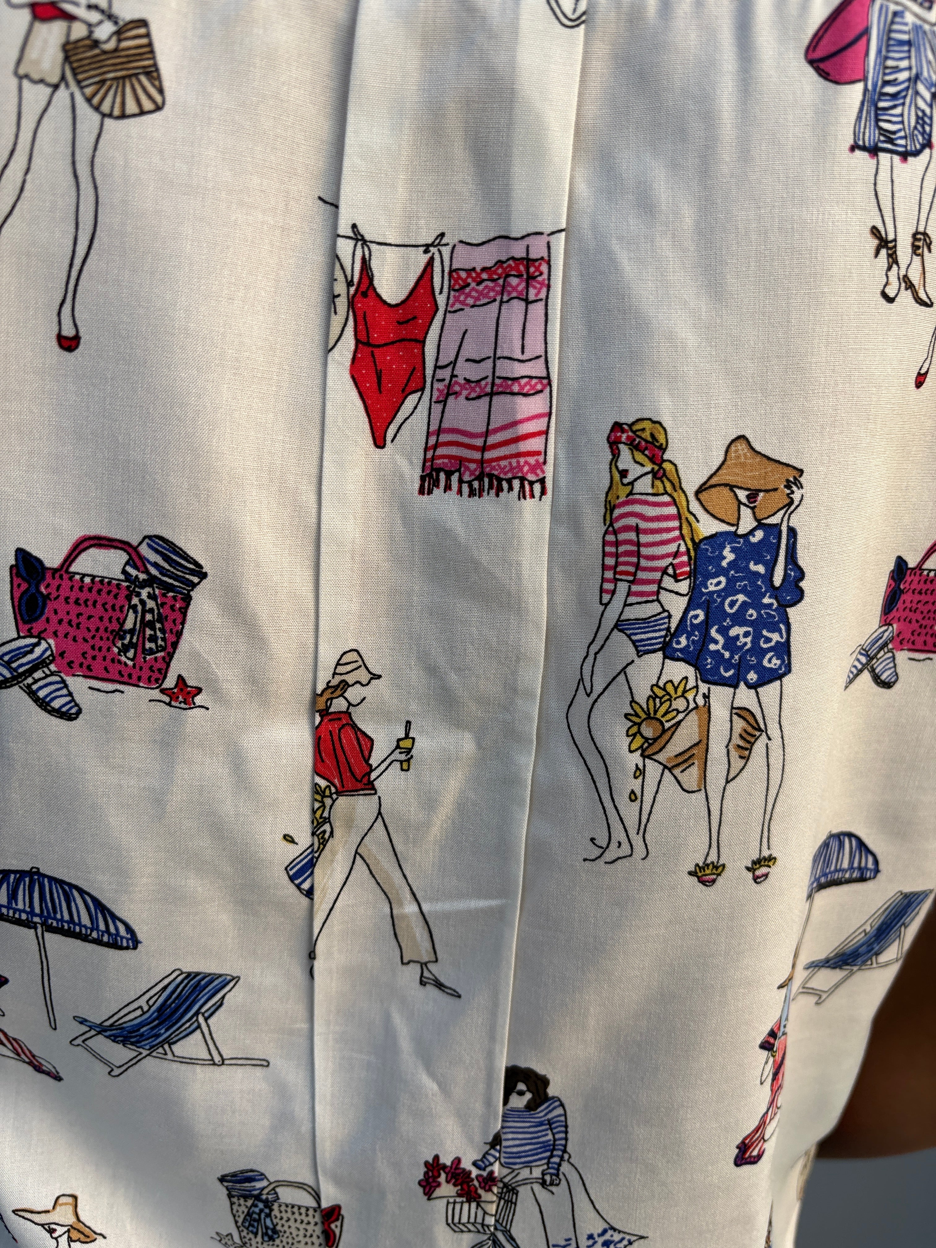 Beach Day Quirky Print Crop Shirt