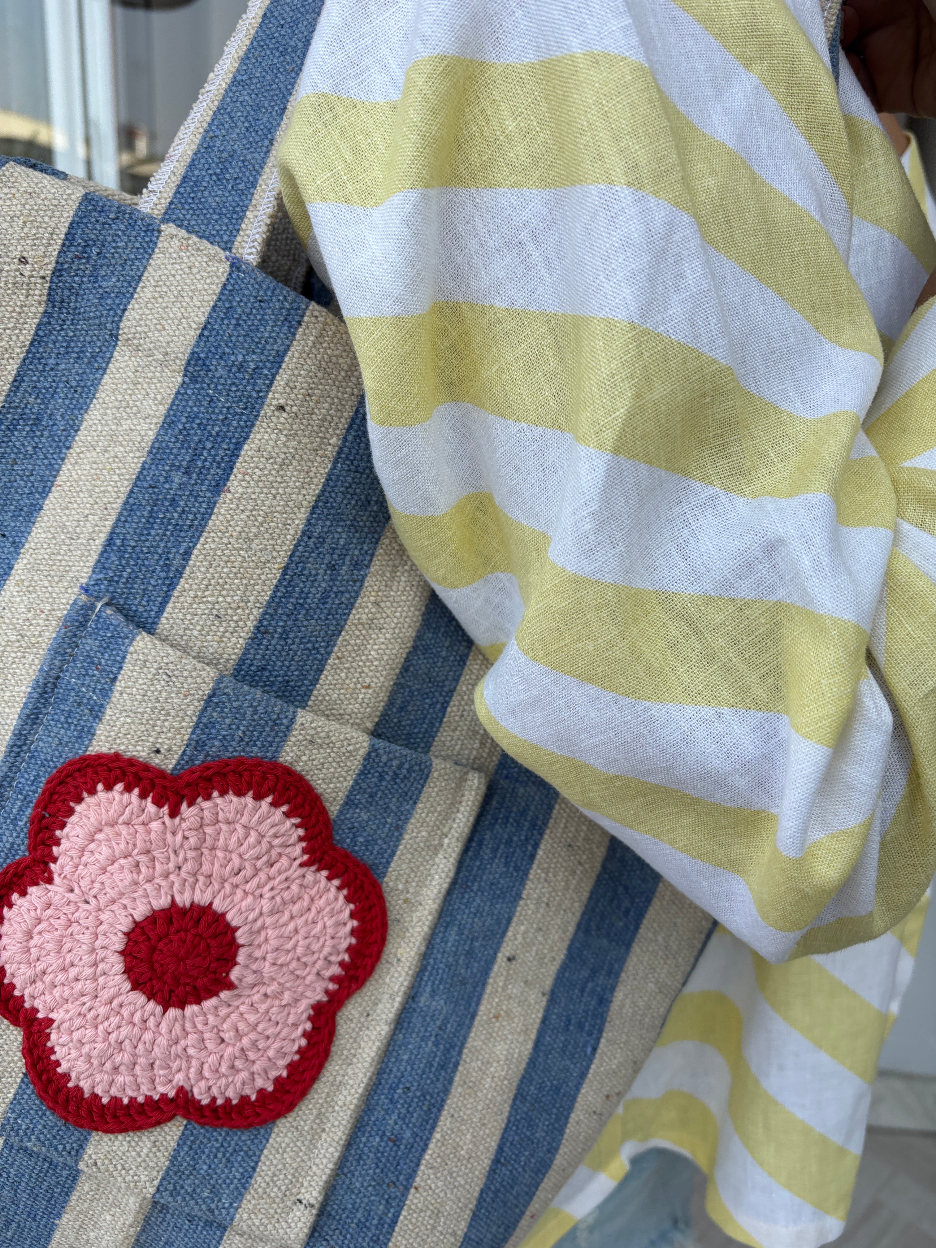 Lemon Stripe Cotton-Linen Oversized Shirt