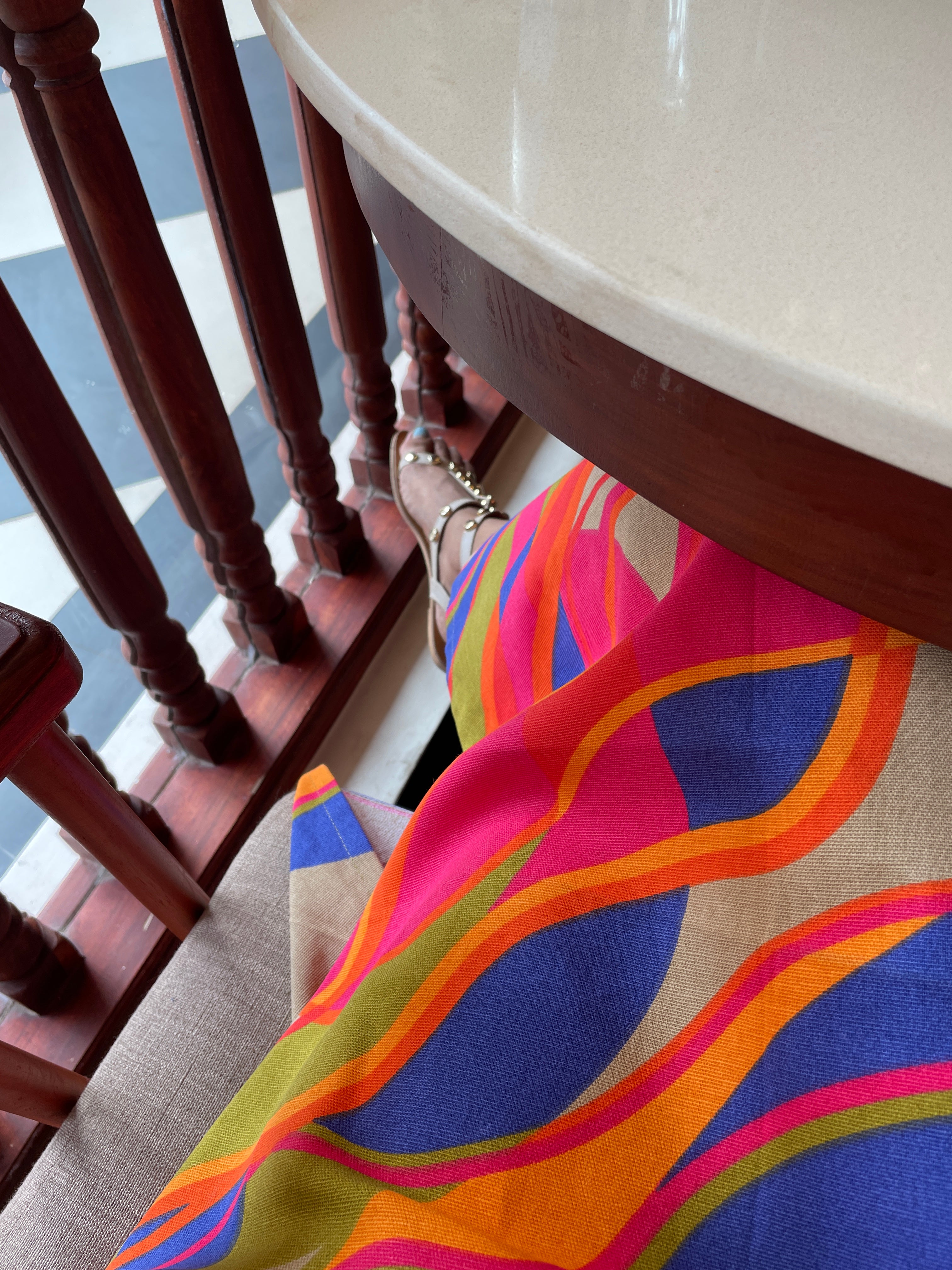 Multicolor Abstract Print Long Skirt