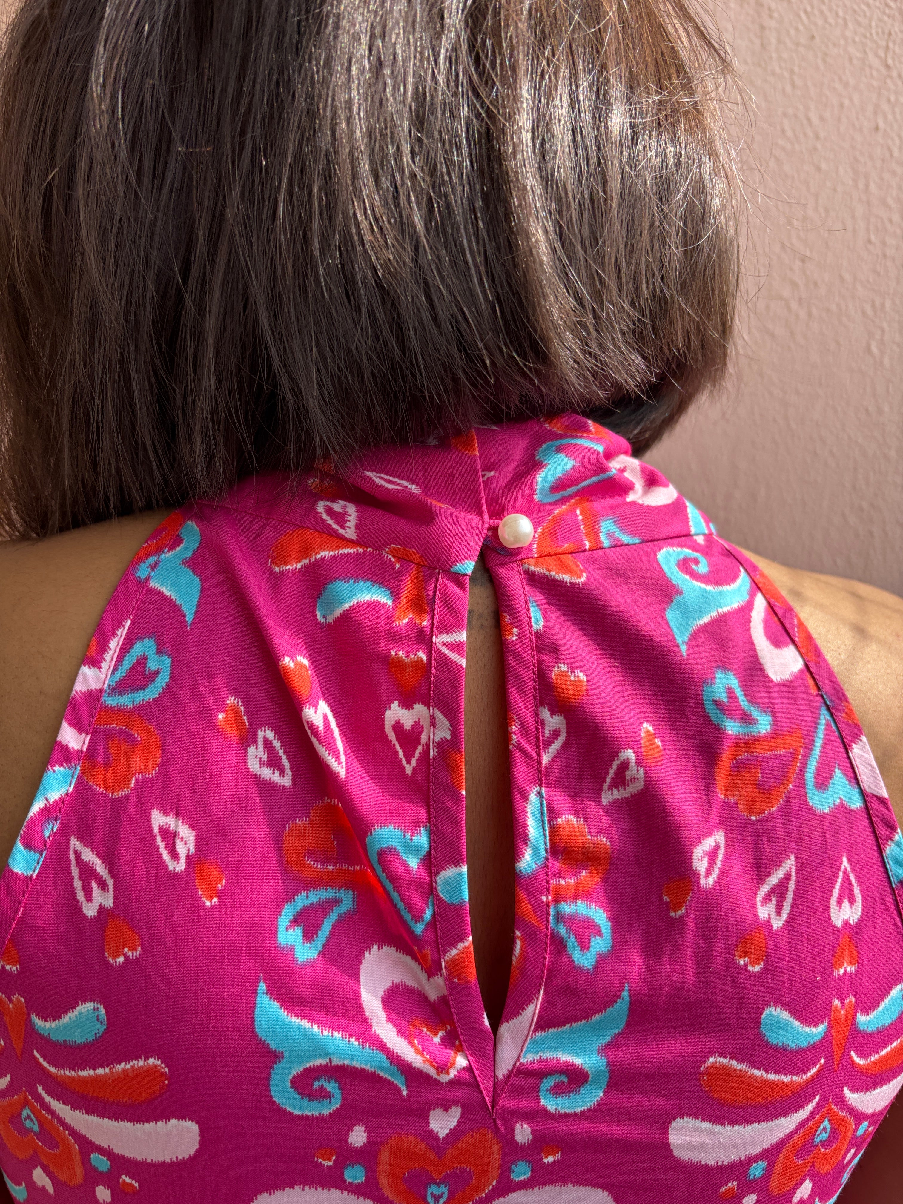 Pink Twist Halter Cotton Top