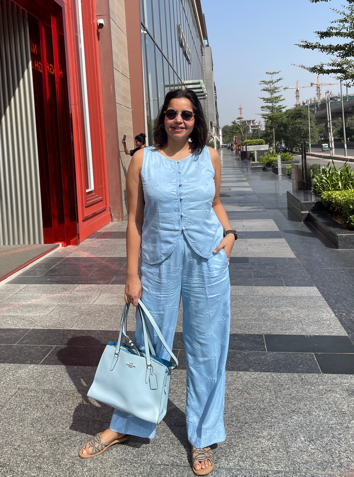 Powder Blue Embroidered Co-Ord Set