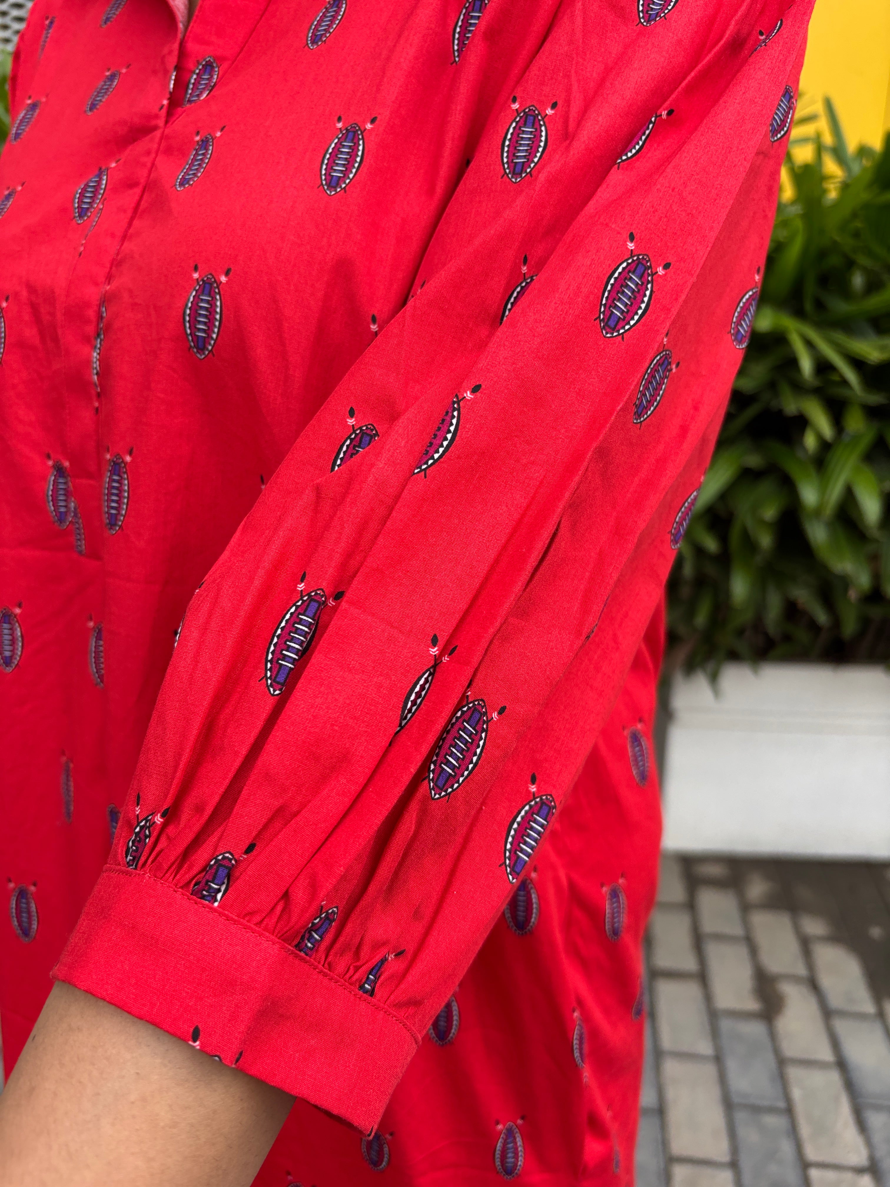 Red Anti Fit Kurta Dress