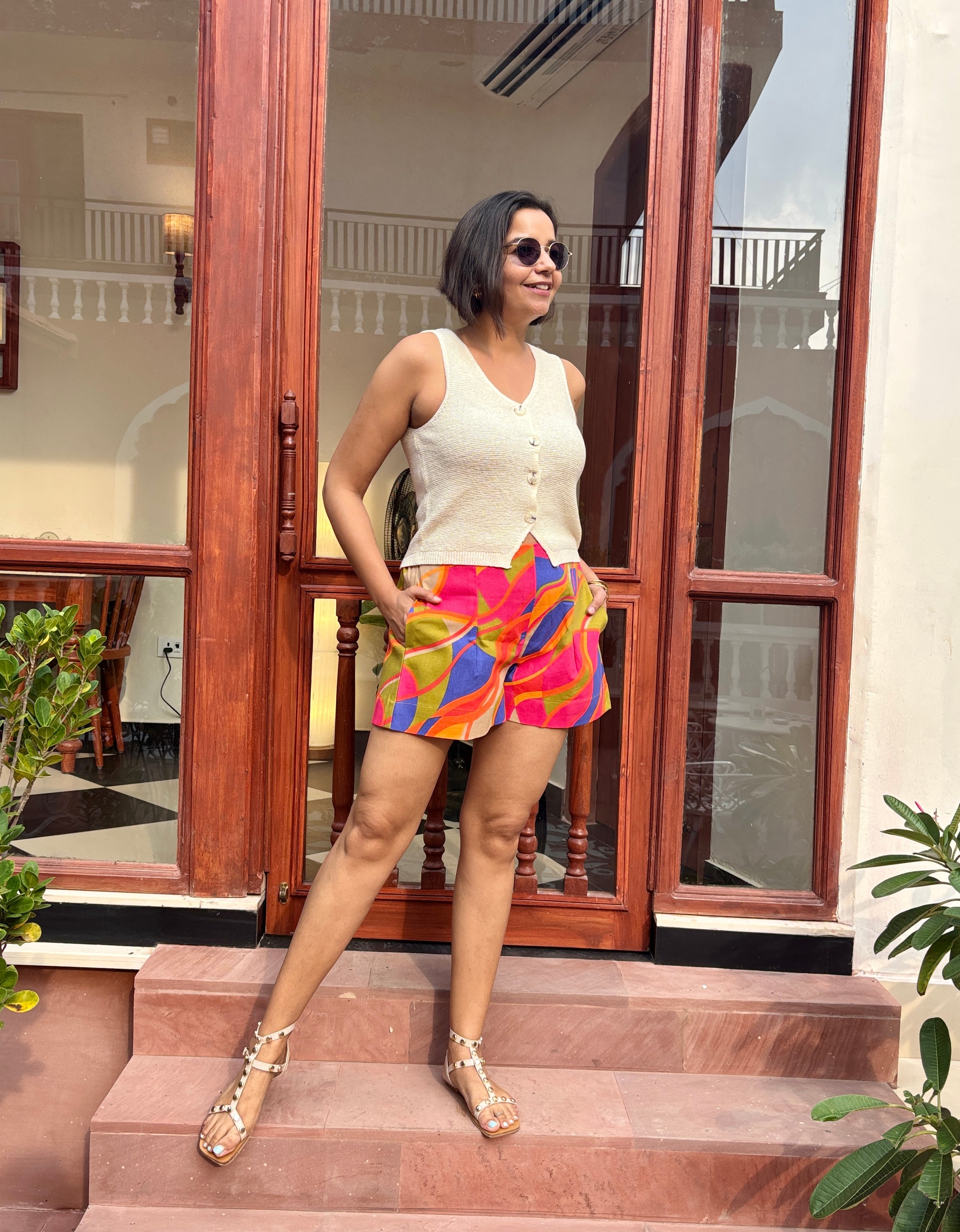 Multicolor High Waist Shorts