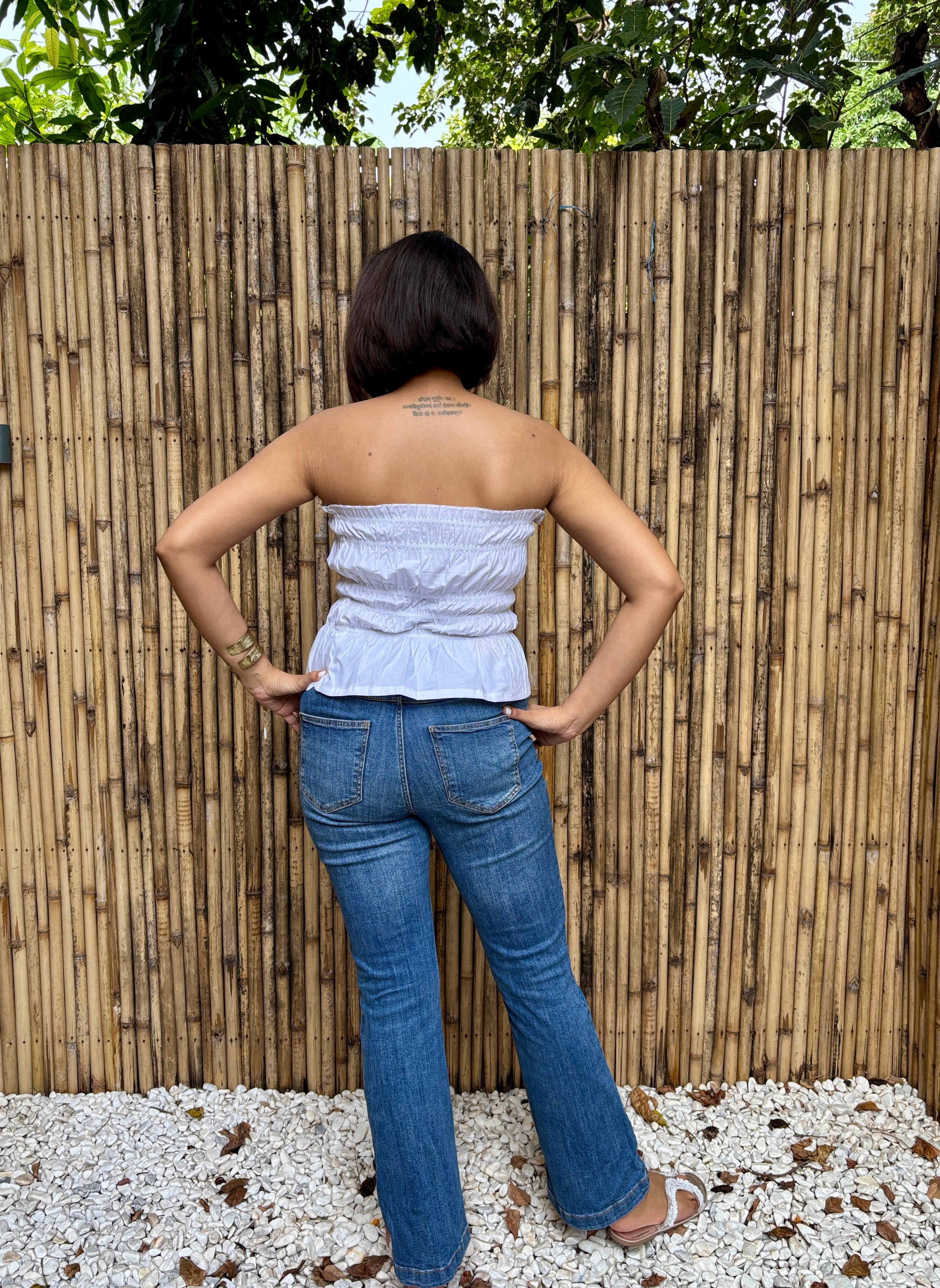 White Cotton Smocked Tube Top