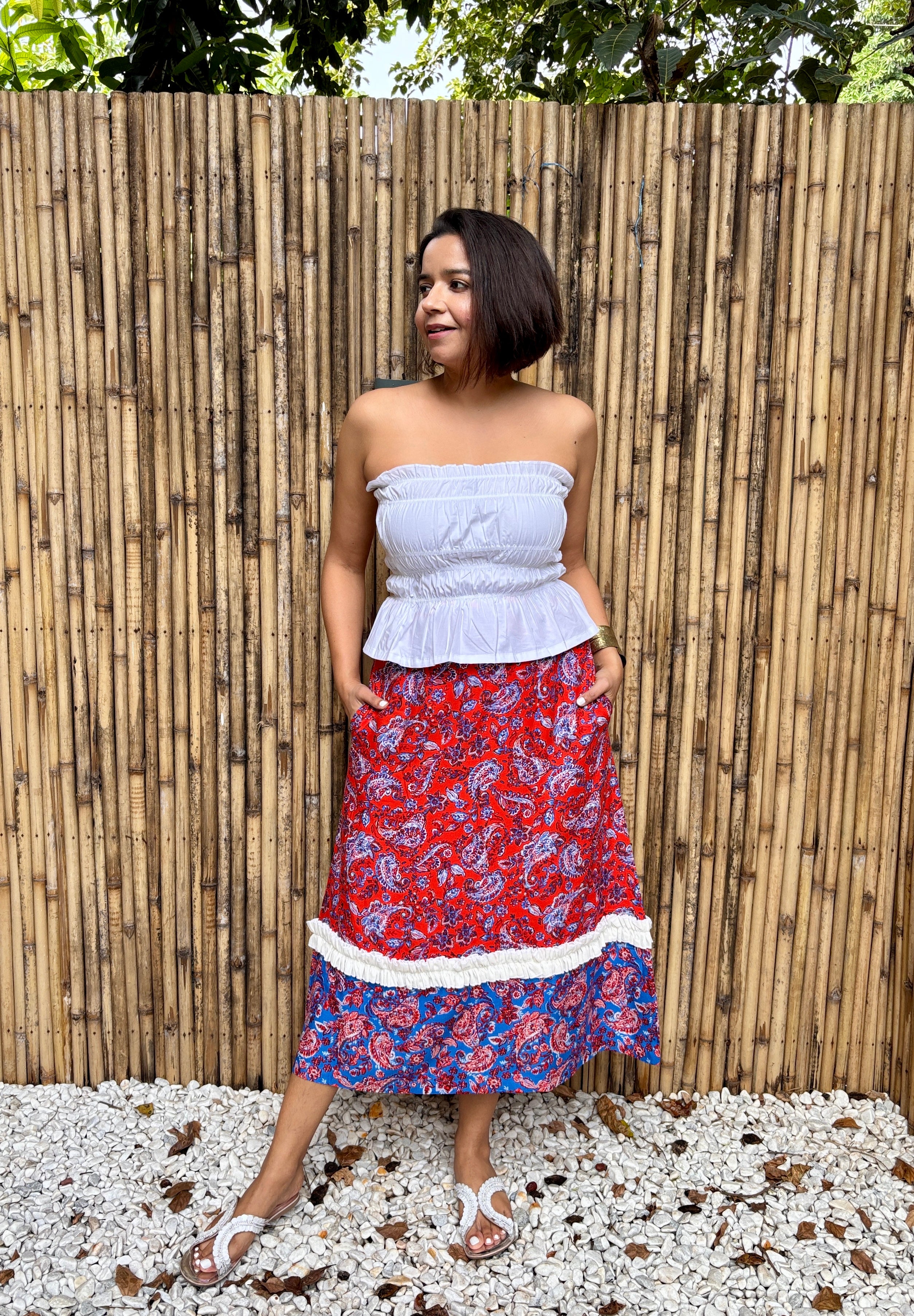 White Cotton Smocked Tube Top