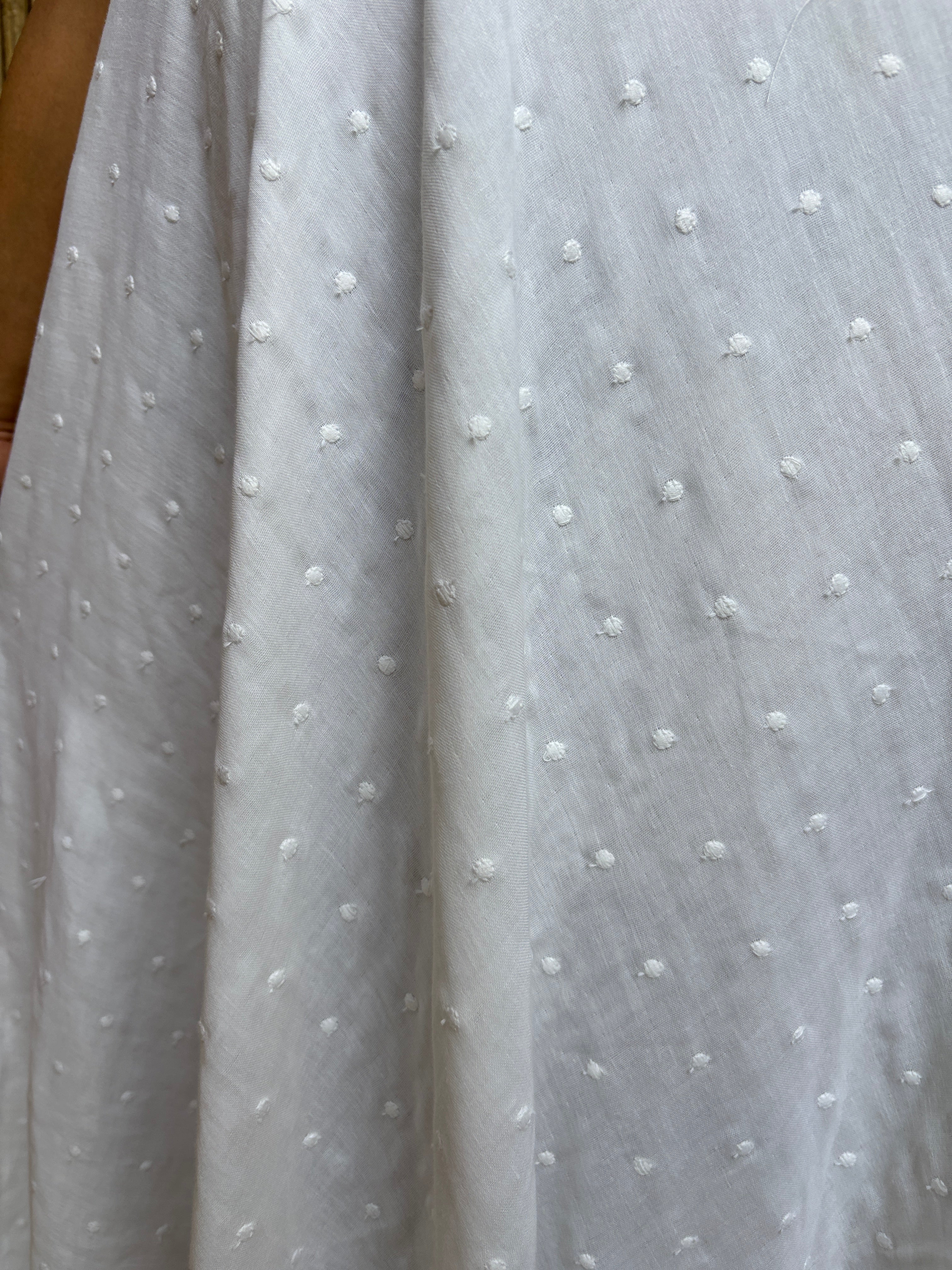 White Cotton Butta Flared Maxi Dress