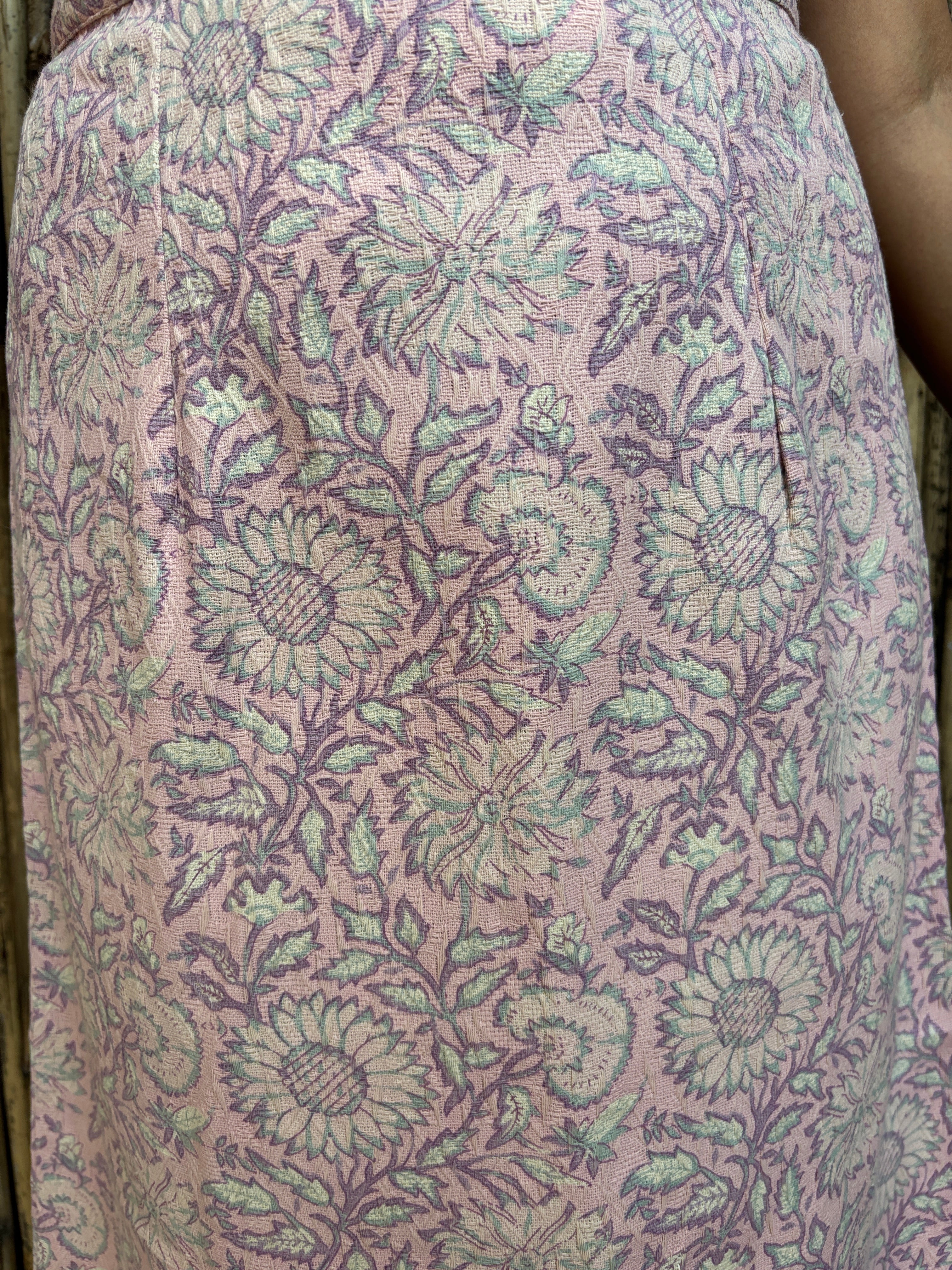 Pink Jacquard Midi Skirt