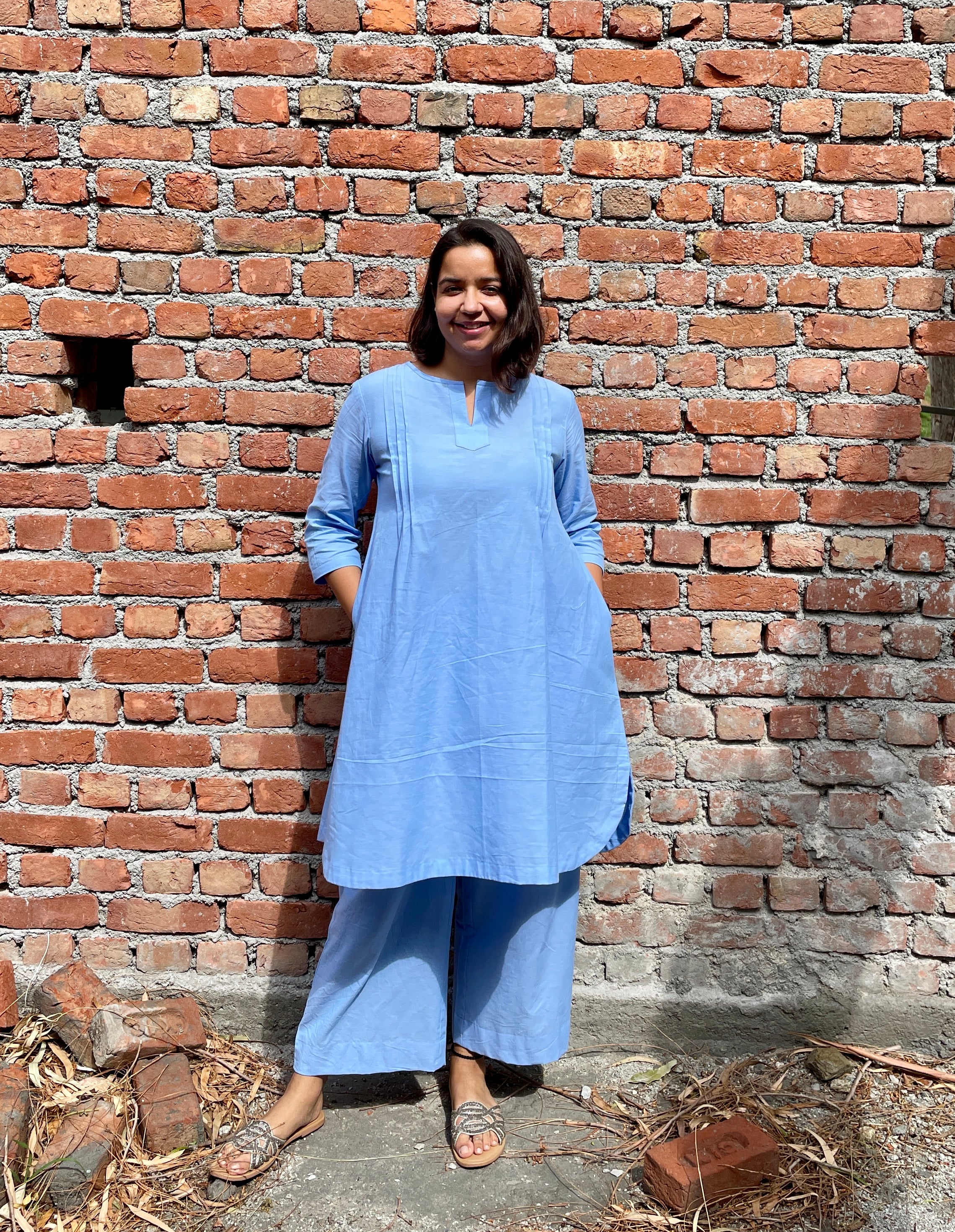 Blue Pintex Kurta Set image 3