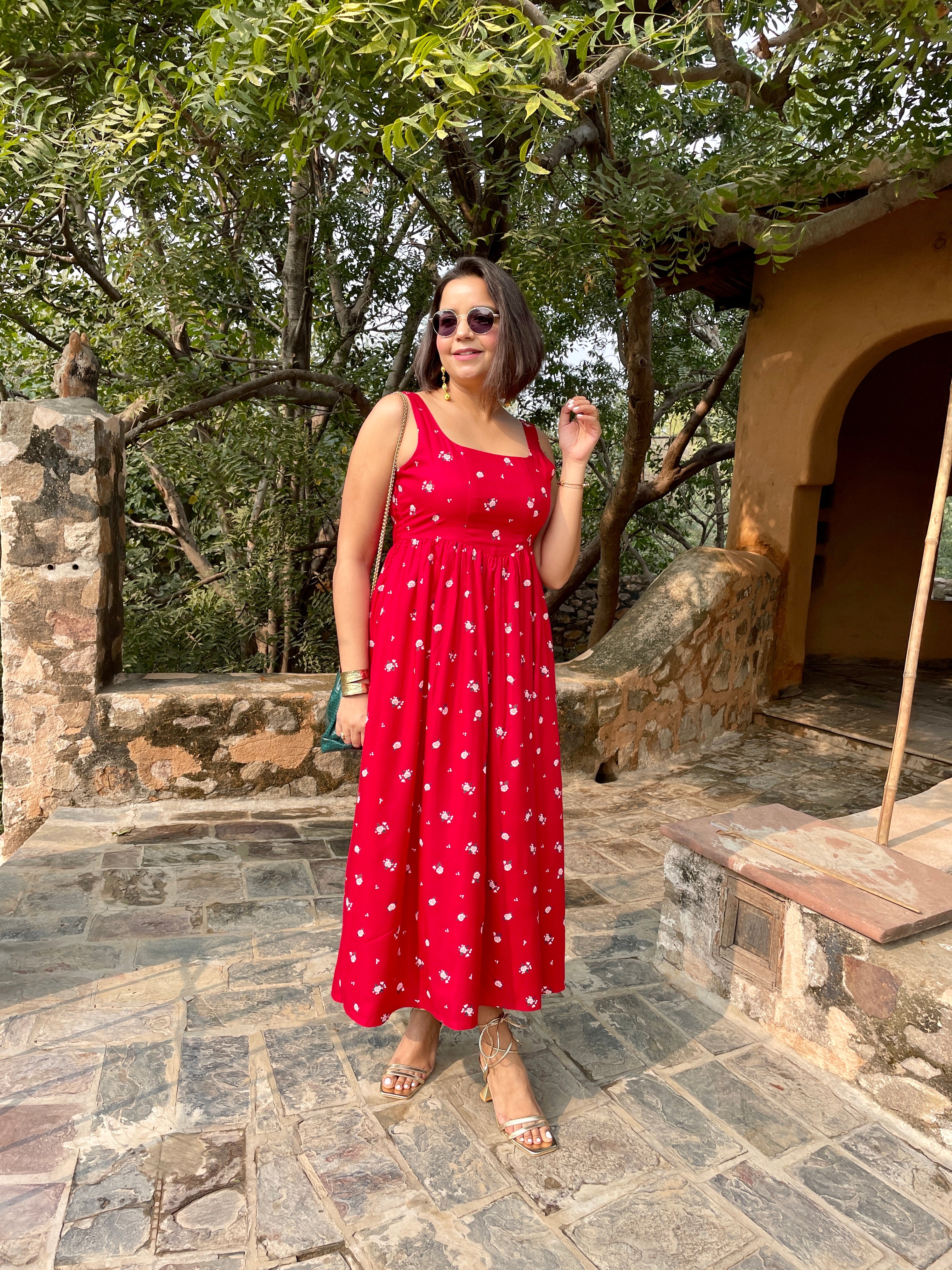 Red Flower Maxi Dress image 6