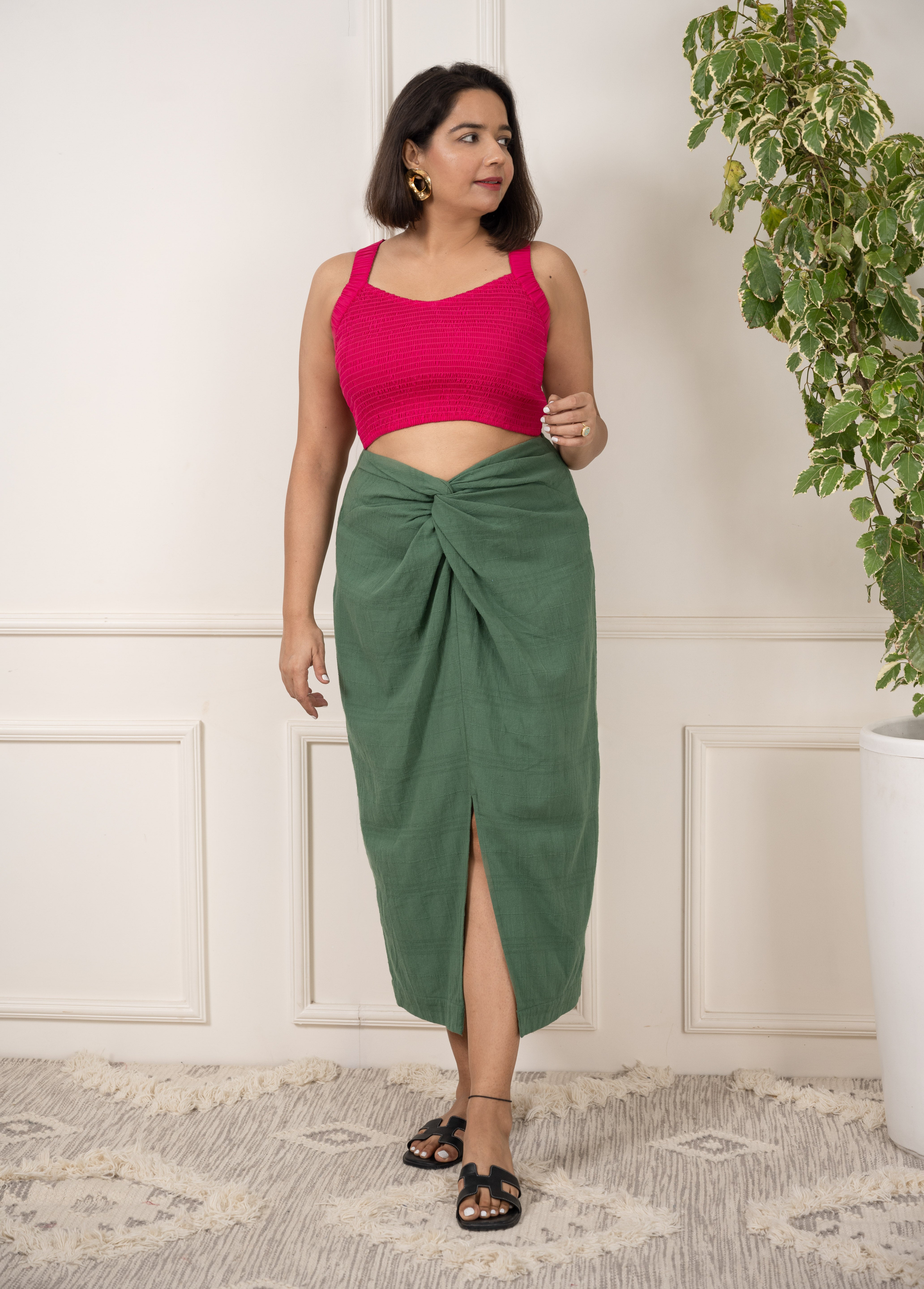 Magenta Smocked Crop Top image 4