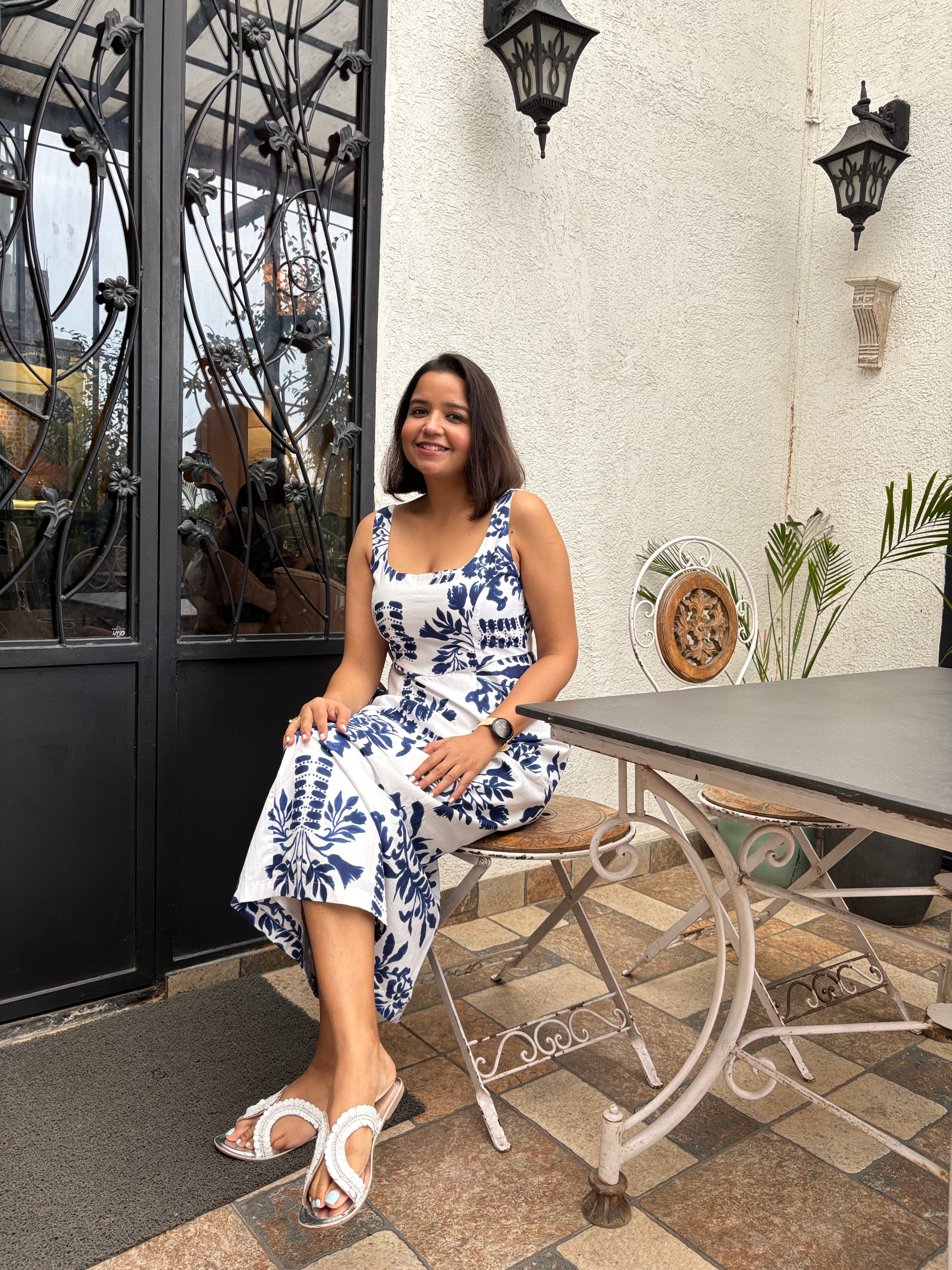 Indigo Garden Cotton Long Dress image 4