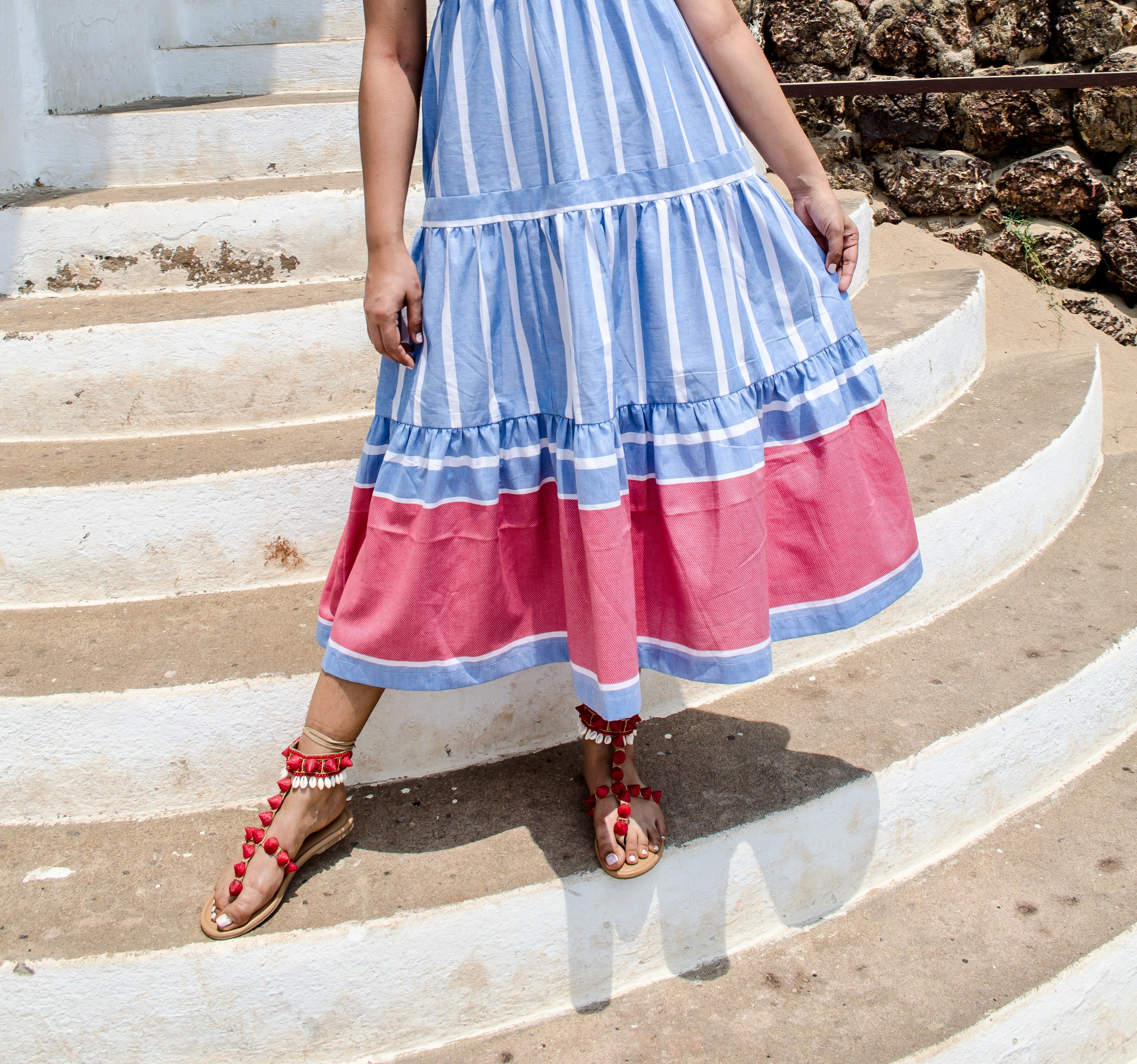 Blue Tie Up Maxi Dress image 4