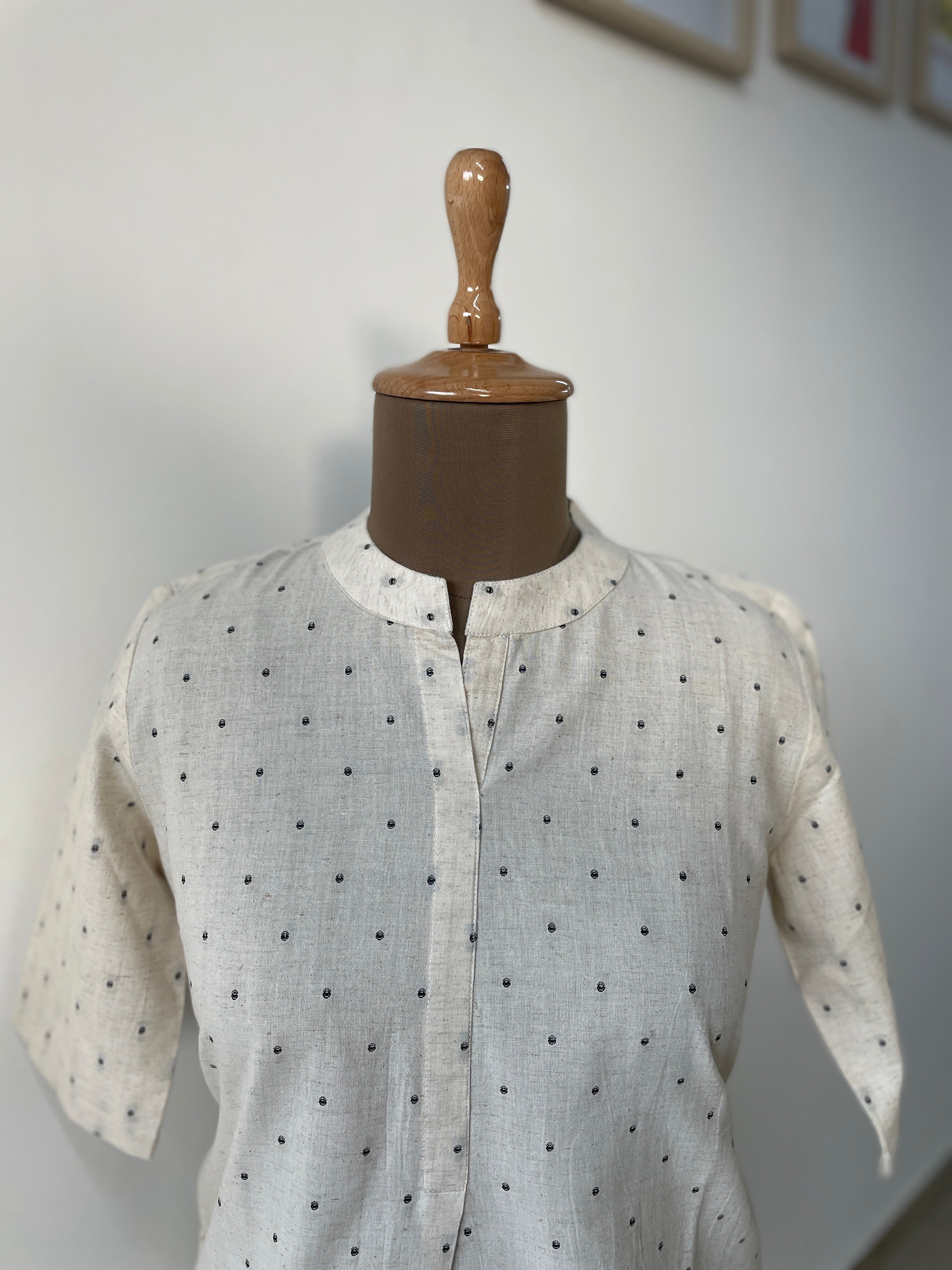 Beige Butta Kurta Set image 5