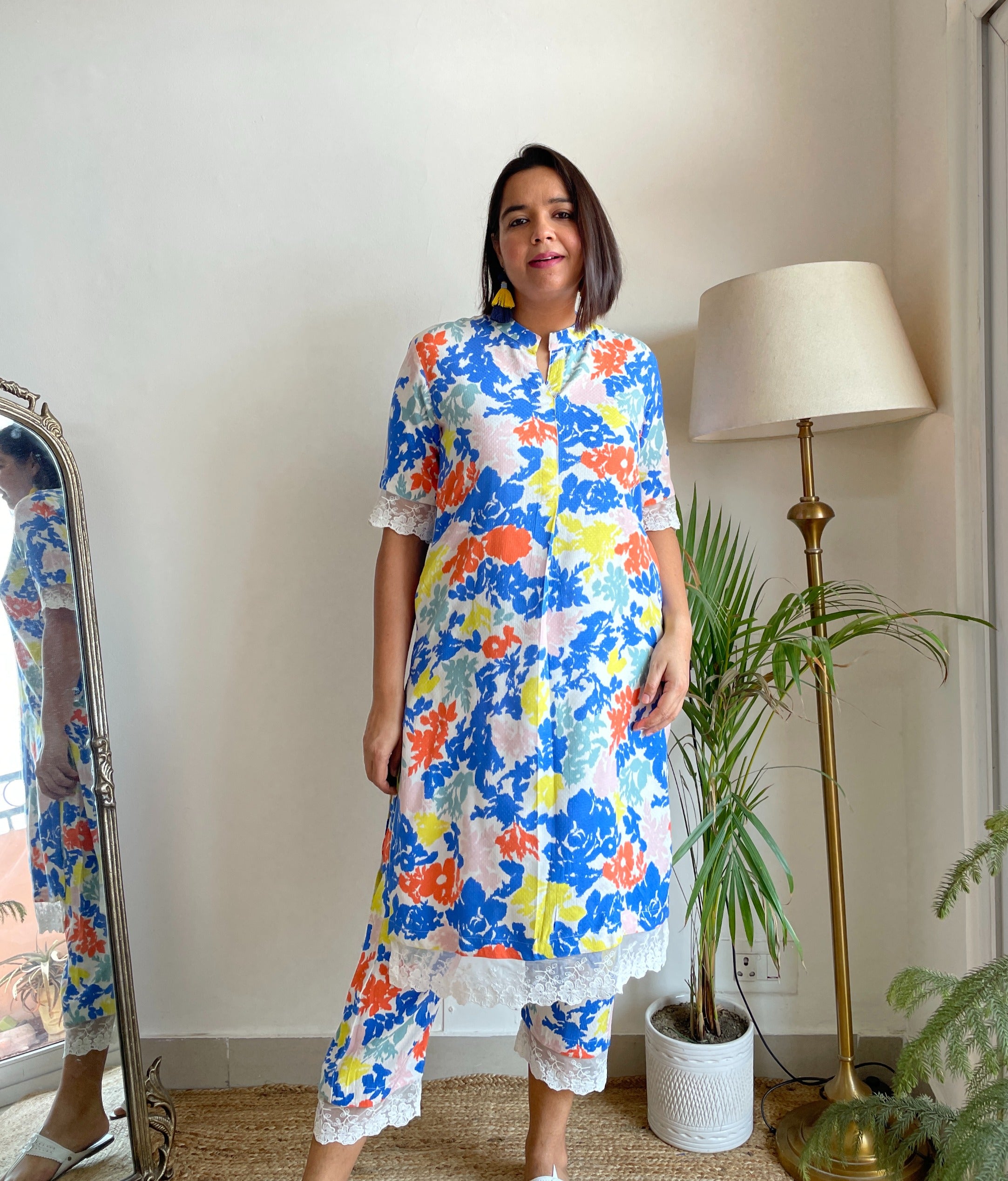 Multicolor Lace Kurta Set image 0