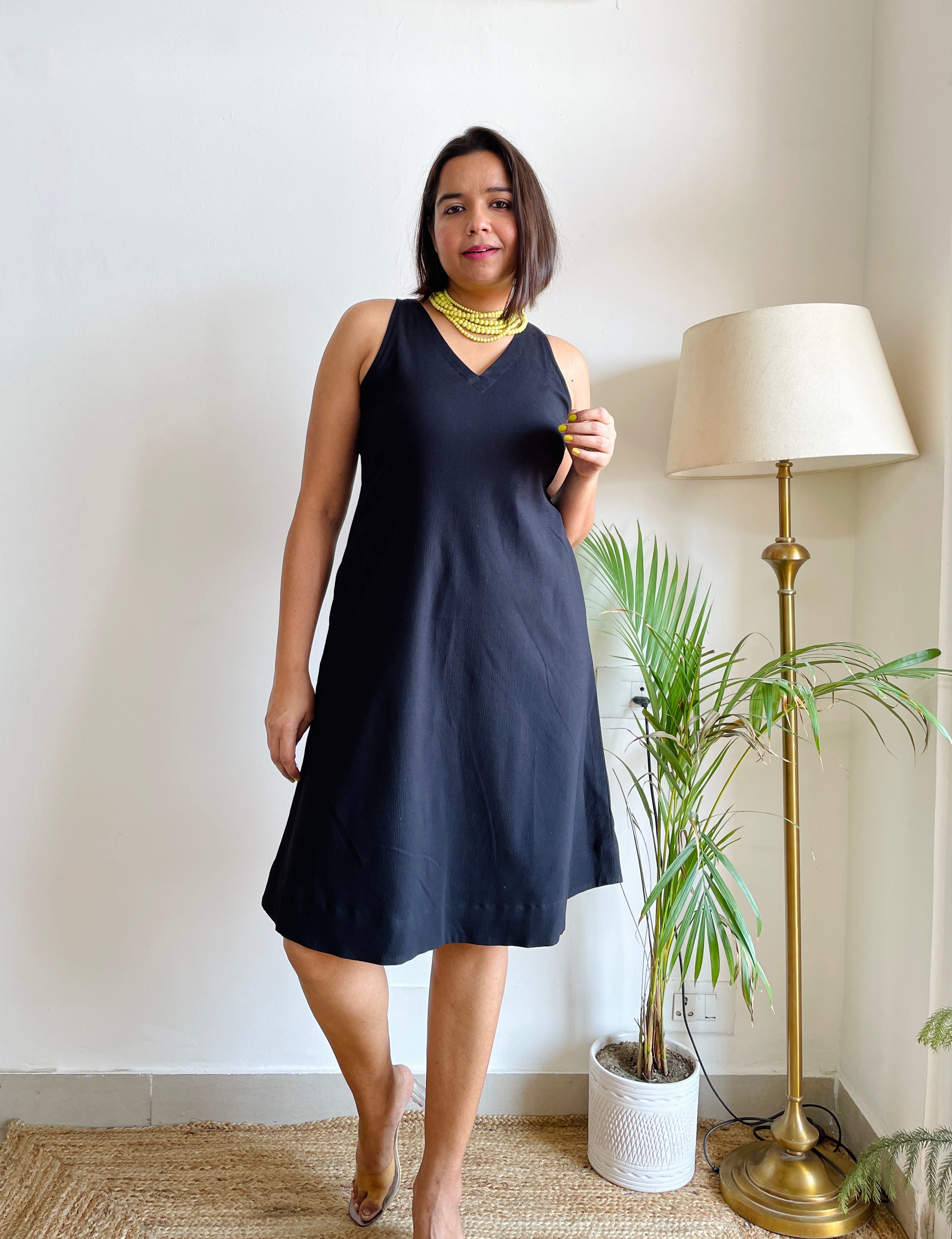 Solid Black Short Dress image 2