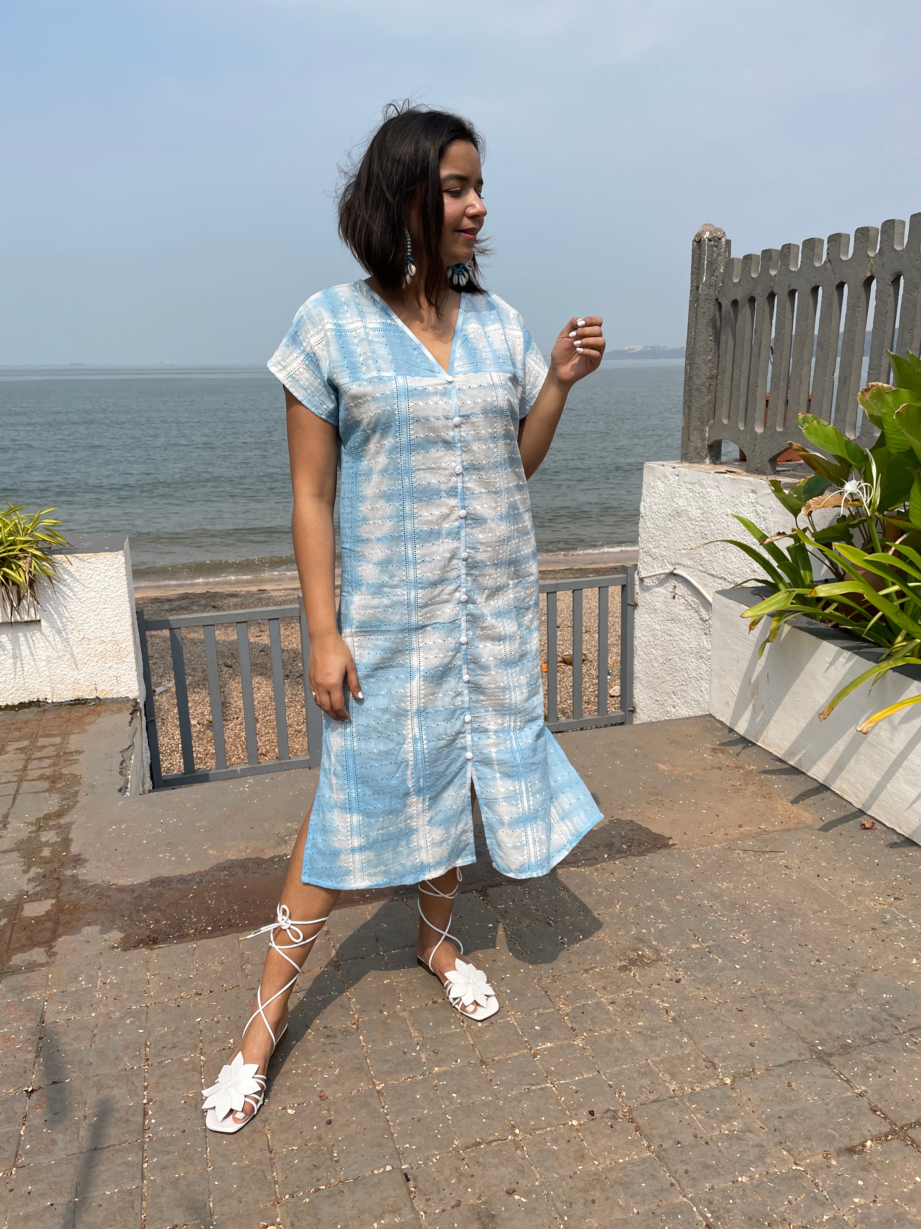 Powder Blue Schiffli Dress image 2