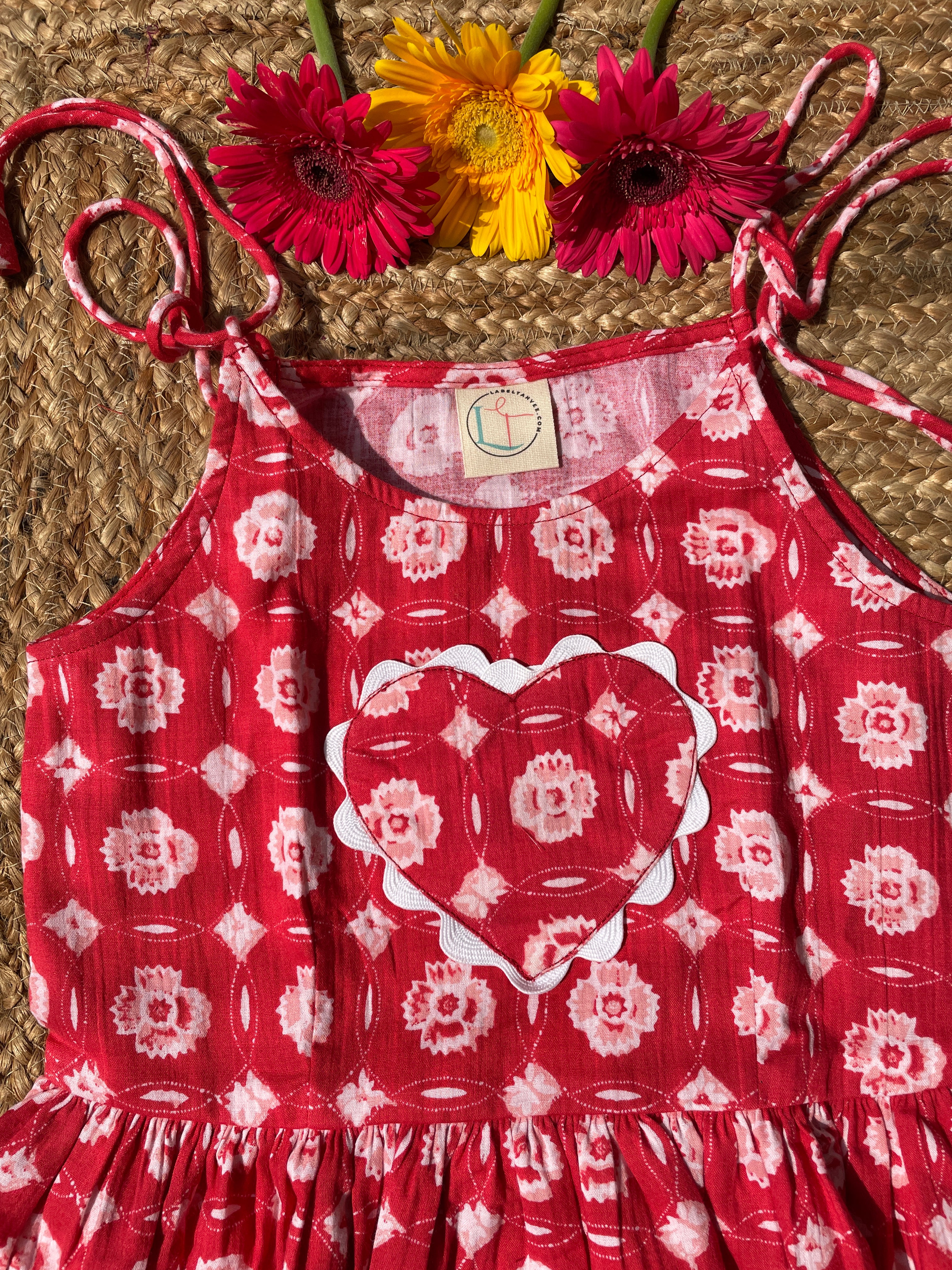 Red Tie Up Girls Dress image 1